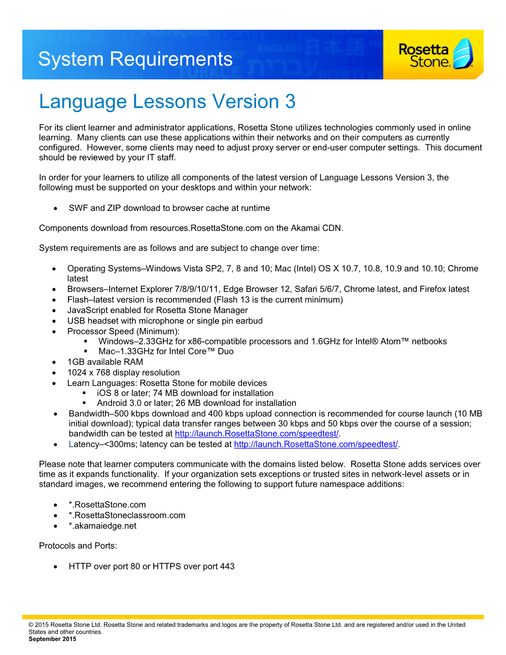 Language Lessons Version 3 System Requirements