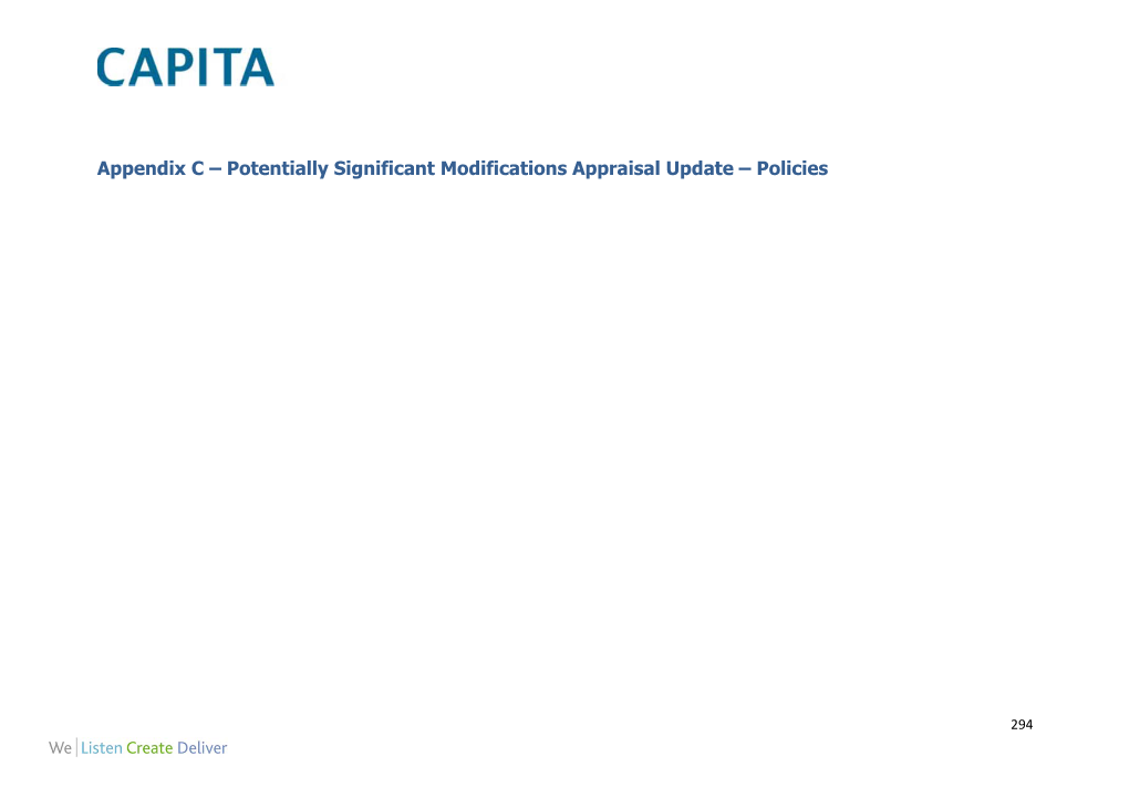 Appendix C – Potentially Significant Modifications Appraisal Update – Policies