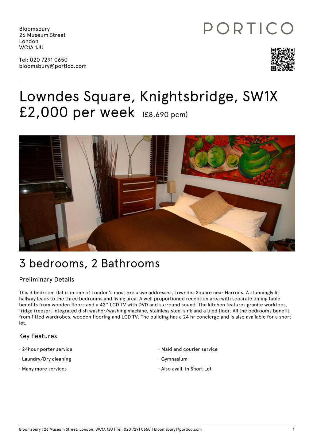 Lowndes Square, Knightsbridge, SW1X £2000 Per Week