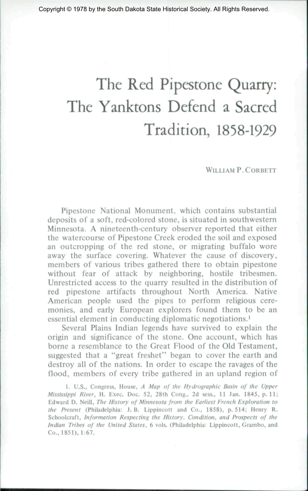 The Red Pipestone Quarry: the Yanktons Defend a Sacred Tradition, 1858-1929