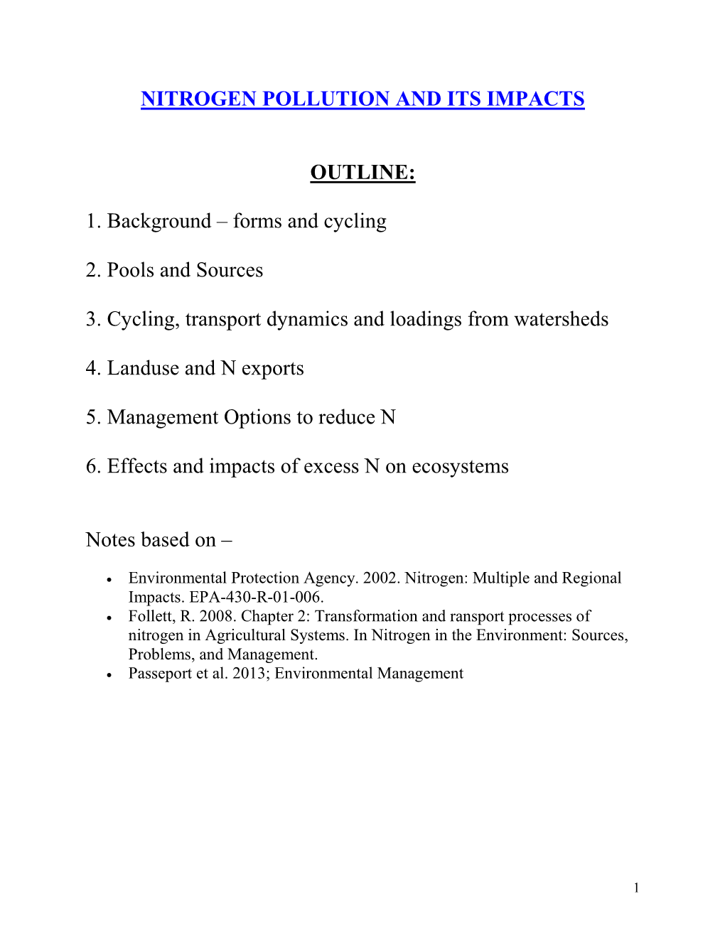 Nitrogen – Pollution and Its Impacts