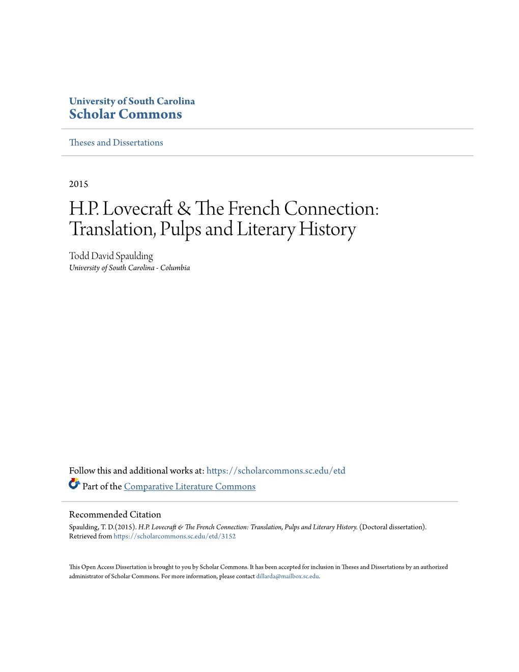 HP Lovecraft & the French Connection