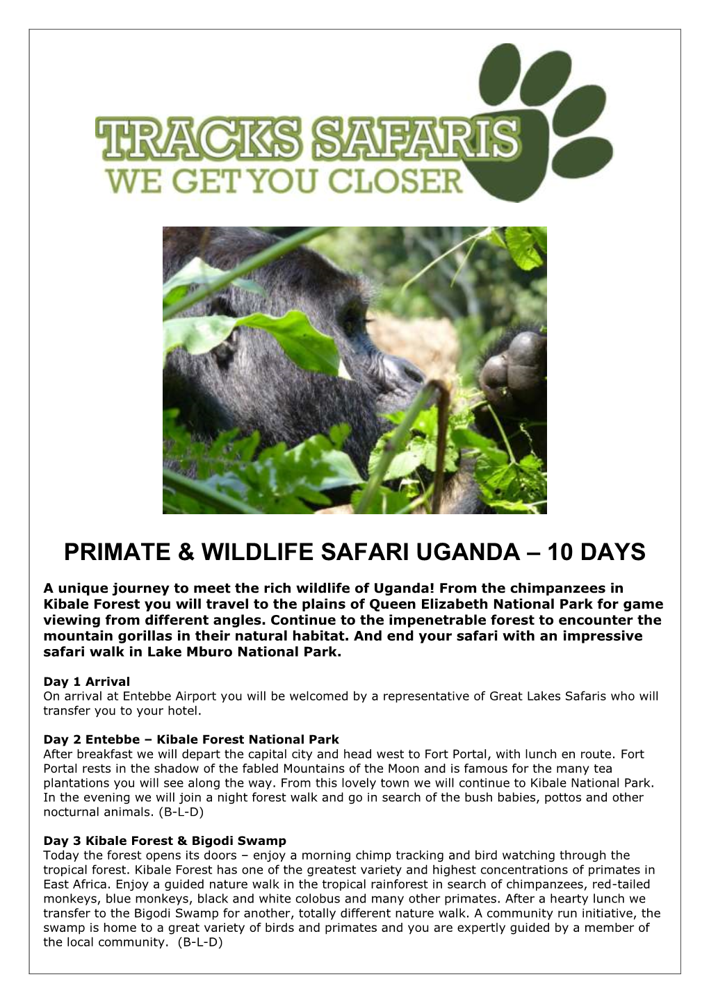 Primate & Wildlife Safari Uganda