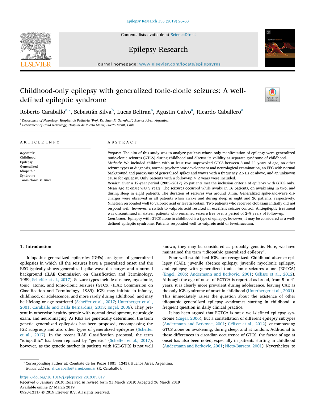 Childhood-Only Epilepsy with Generalized Tonic-Clonic Seizures