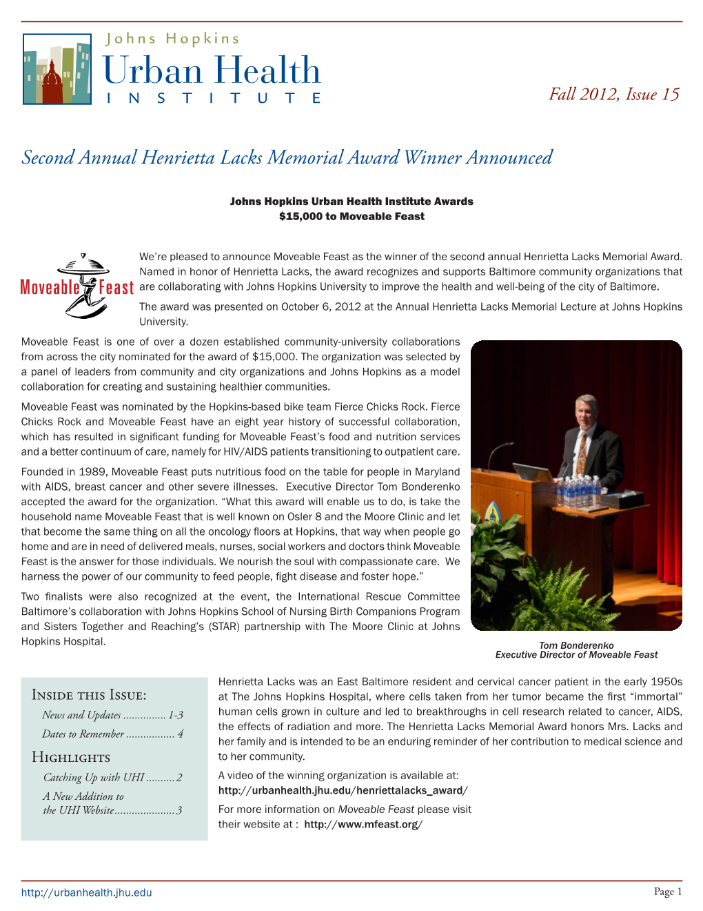 Second Annual Henrietta Lacks Memorial Award Winner Announced