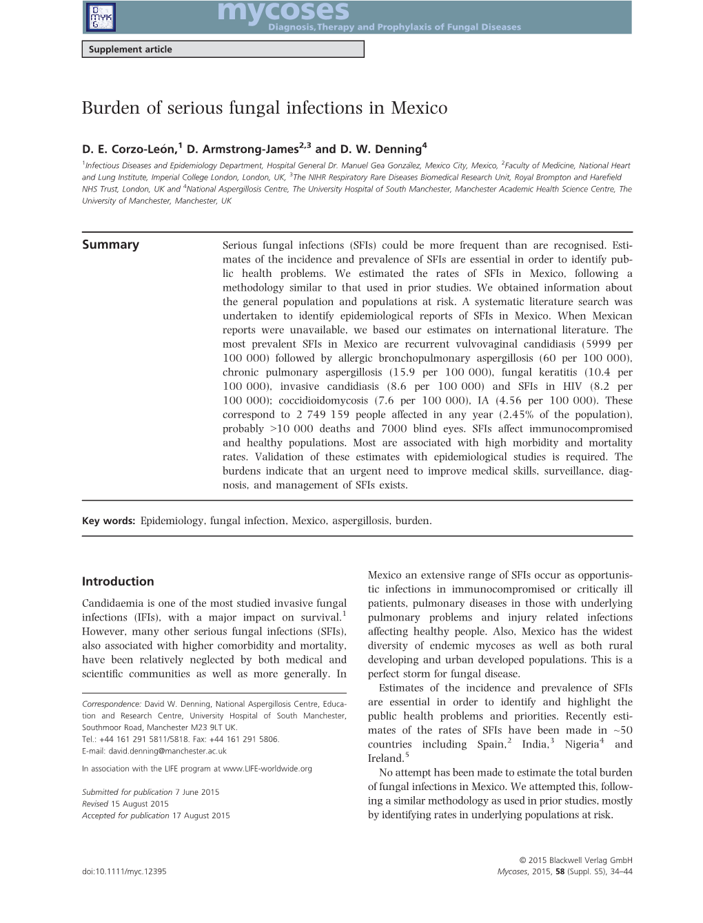 Burden of Serious Fungal Infections in Mexico