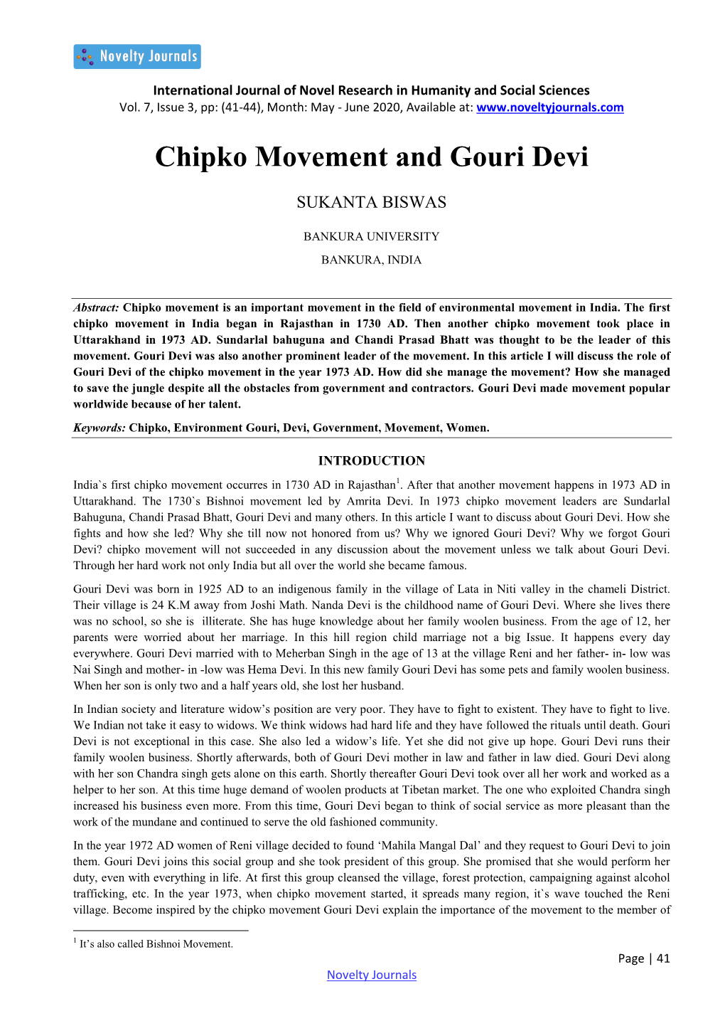 Chipko Movement and Gouri Devi