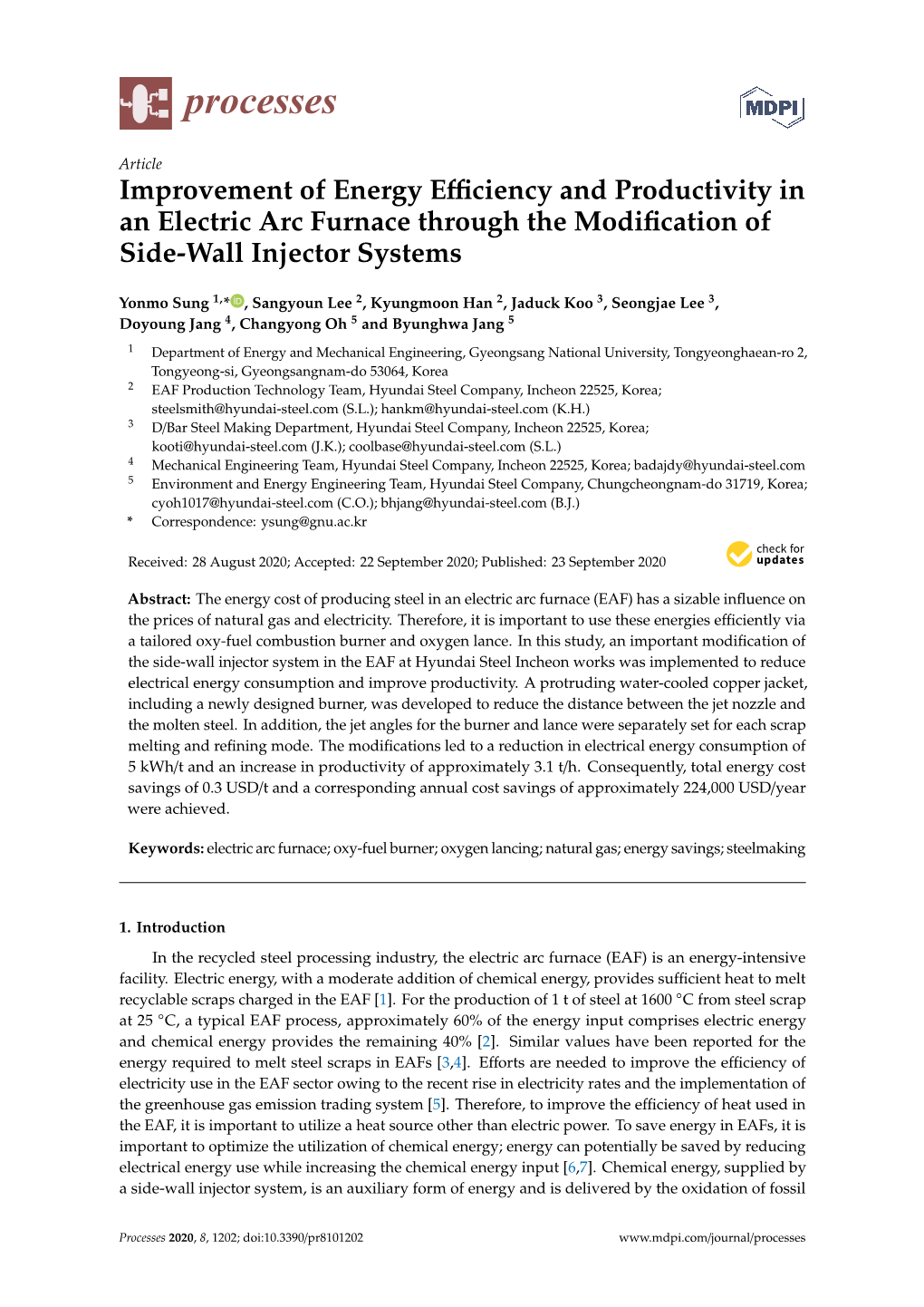 Improvement of Energy Efficiency and Productivity in an Electric Arc