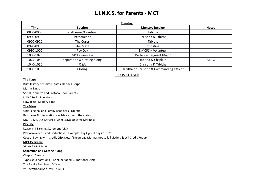 L.I.N.K.S. for Parents - MCT