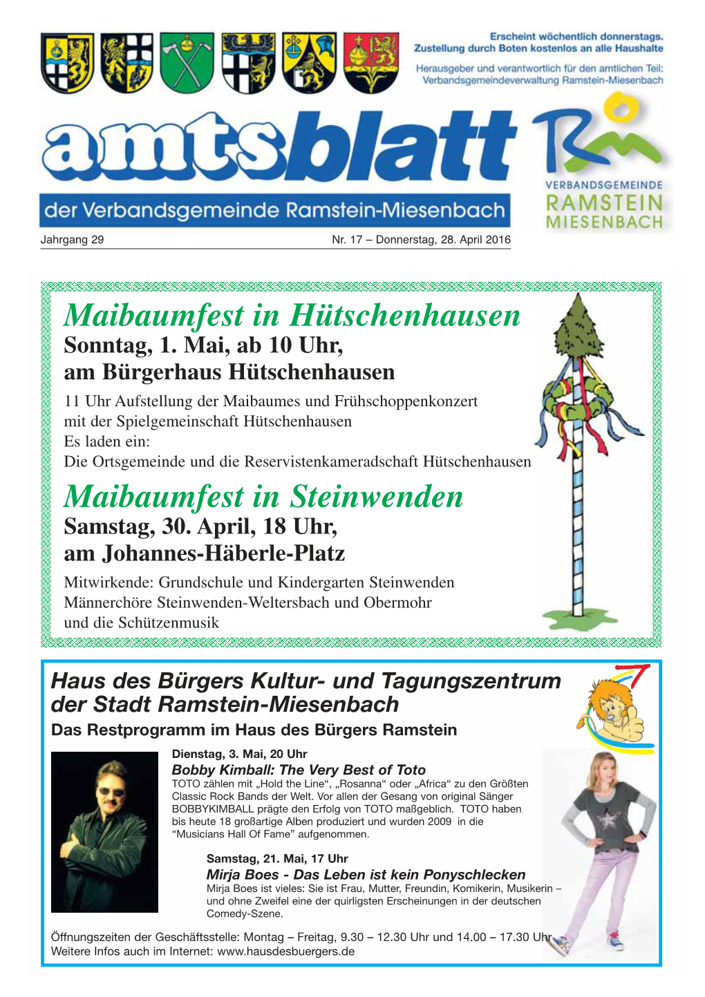Maibaumfest in Hütschenhausen Sonntag, 1