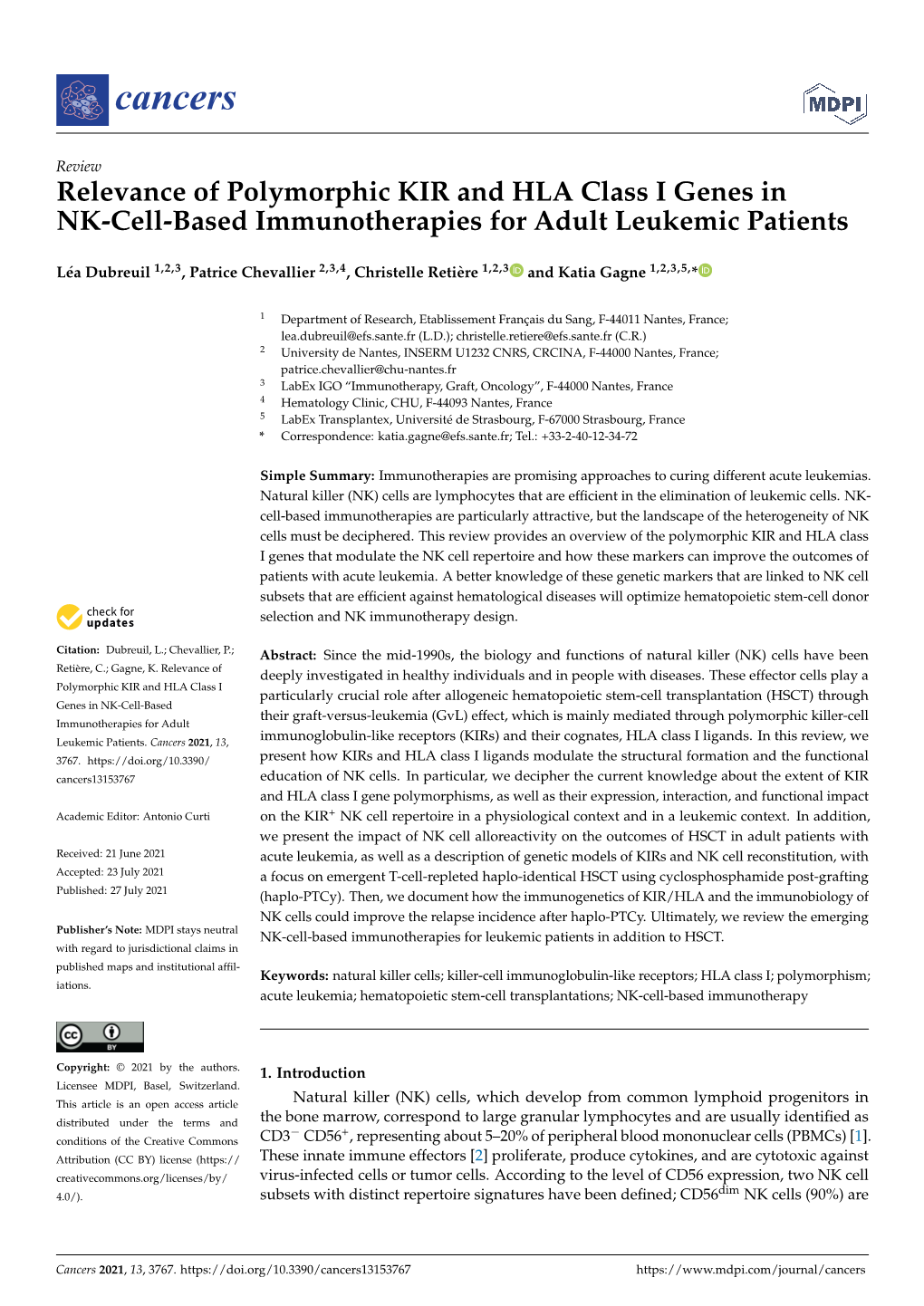 Relevance of Polymorphic KIR and HLA Class I Genes in NK-Cell-Based Immunotherapies for Adult Leukemic Patients