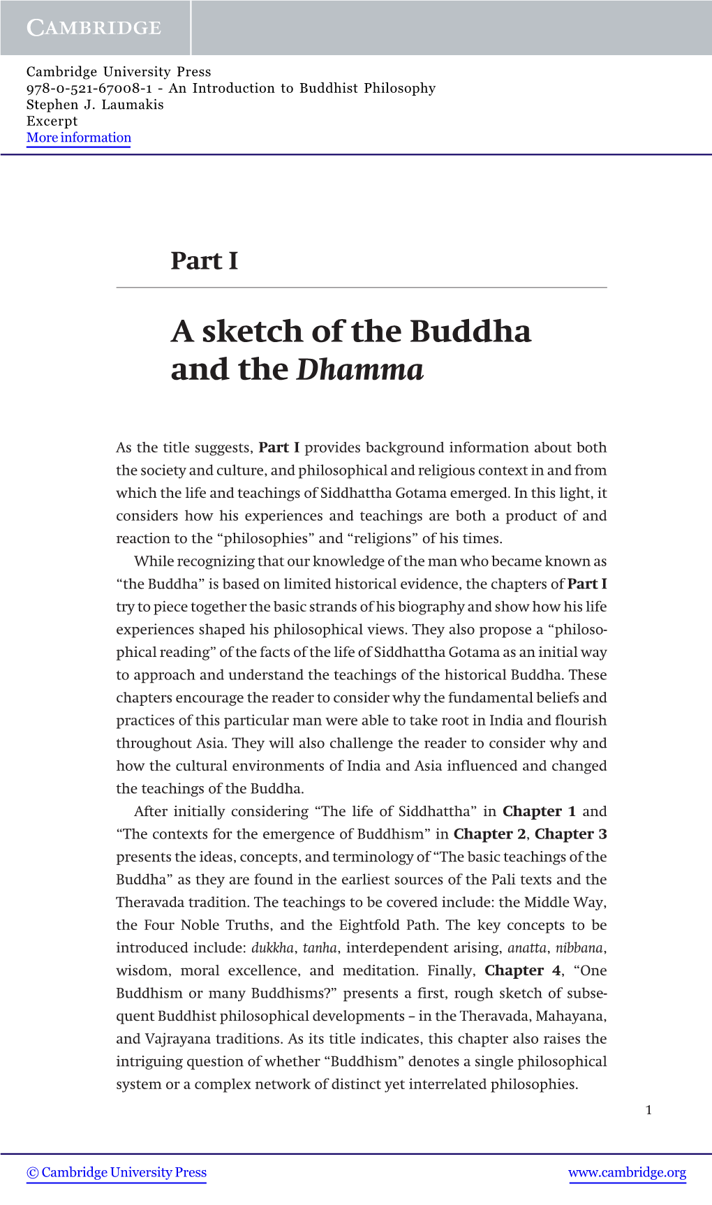 A Sketch of the Buddha and the Dhamma