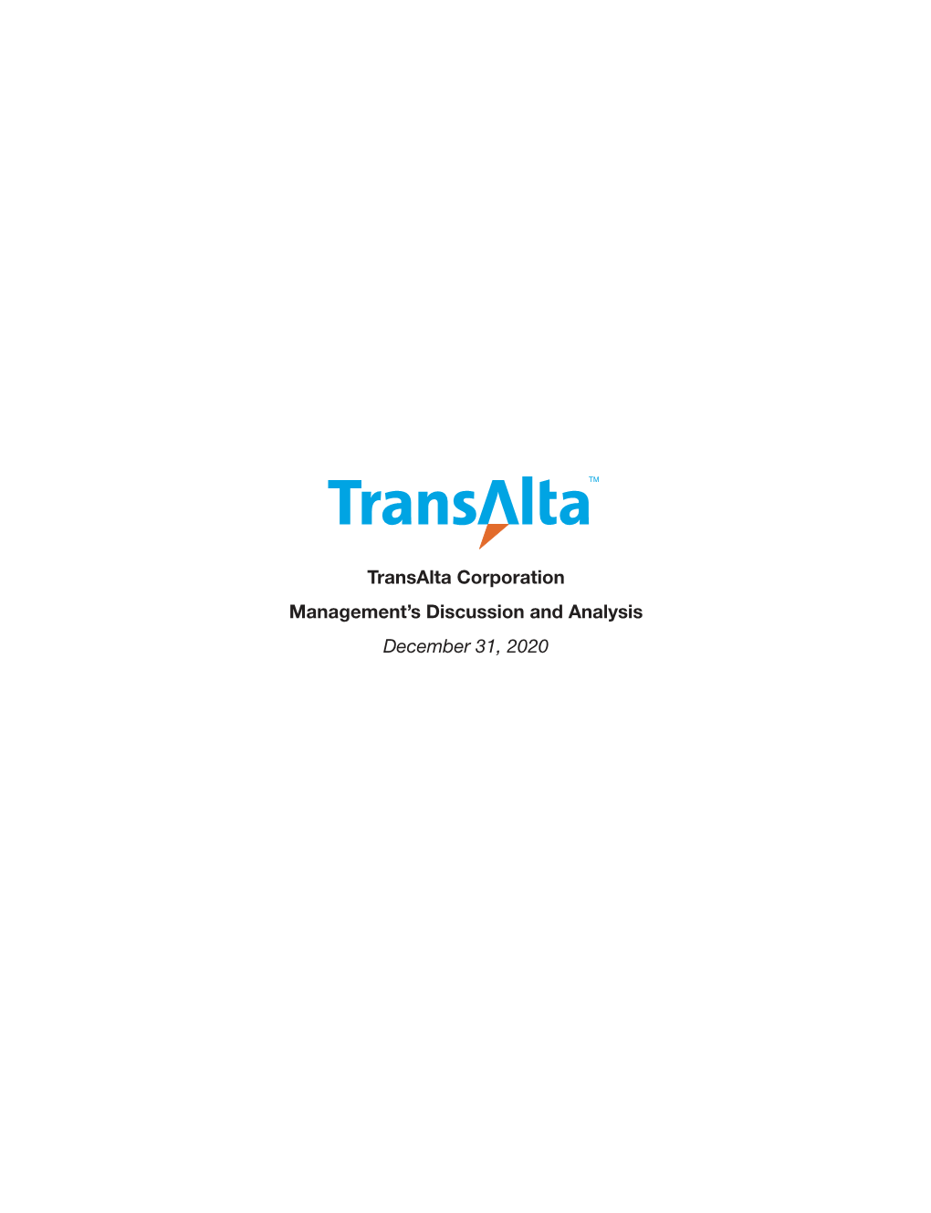 Transalta Corporation Management's Discussion and Analysis December