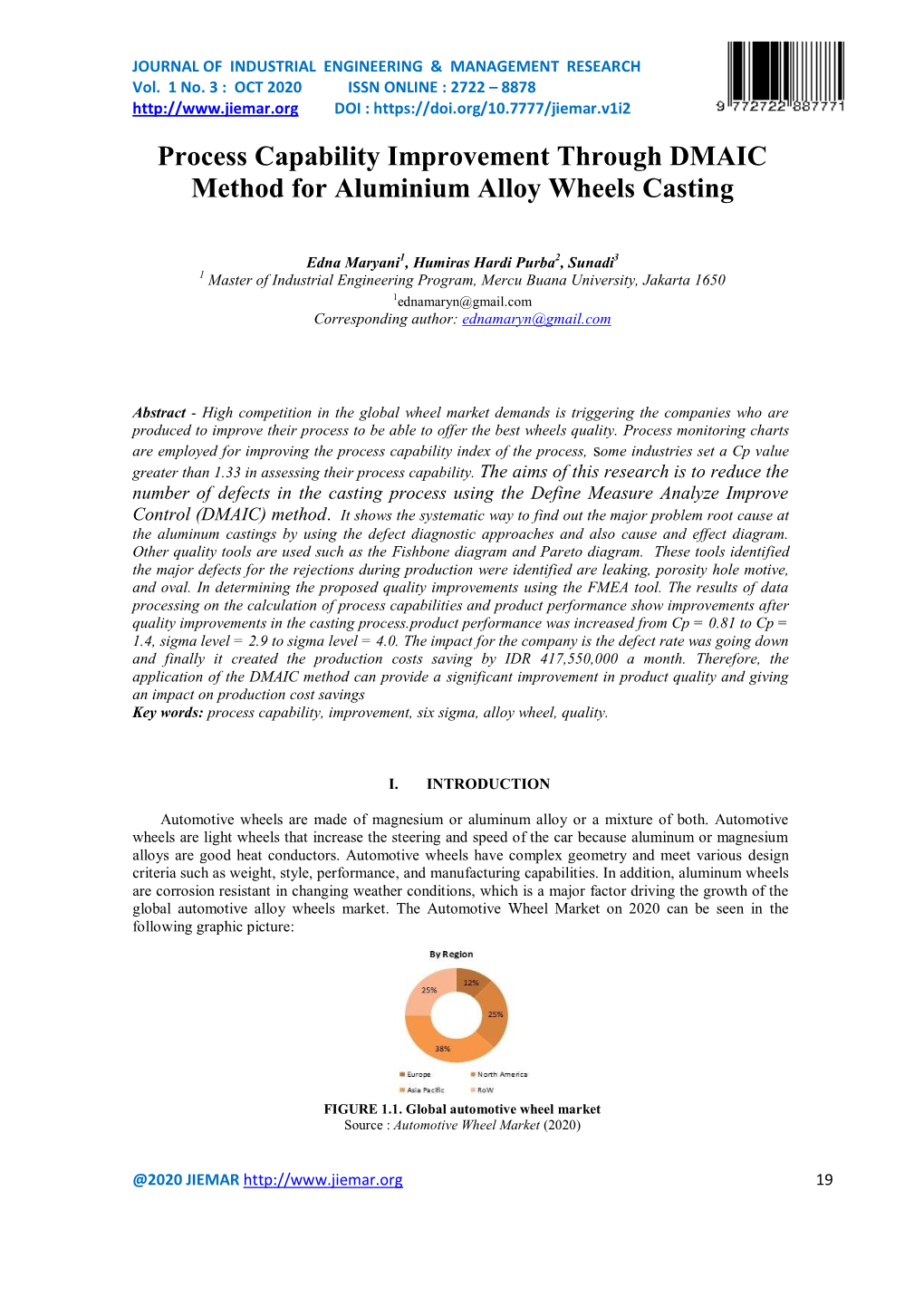 Process Capability Improvement Through DMAIC Method for Aluminium Alloy Wheels Casting