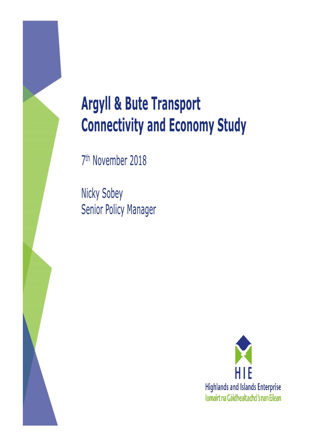 Argyll & Bute Transport Connectivity and Economy Study