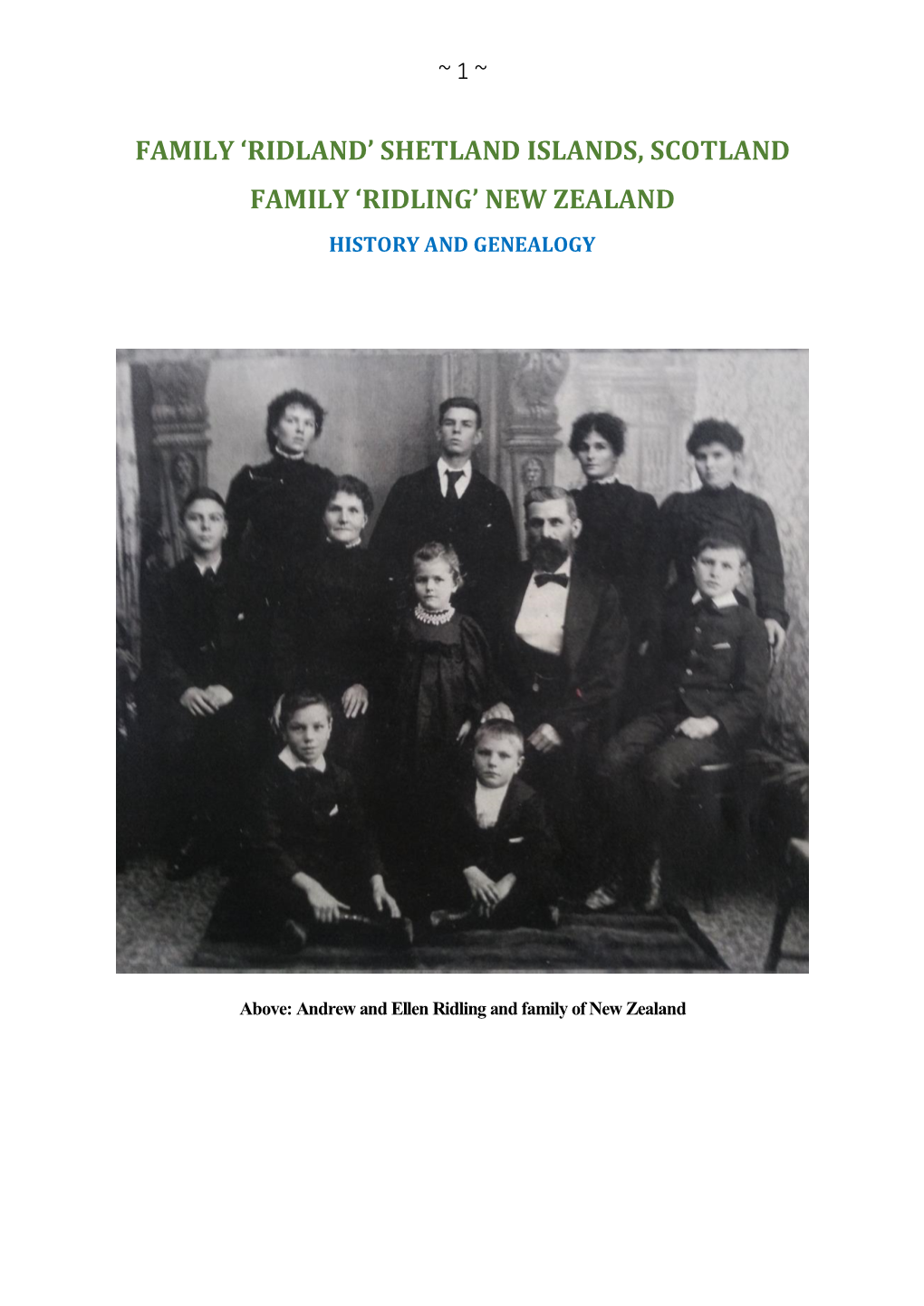 'Ridland' Shetland Islands, Scotland Family 'Ridling' New Zealand