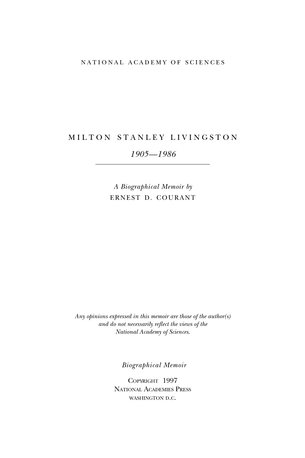 M. Stanley Livingston