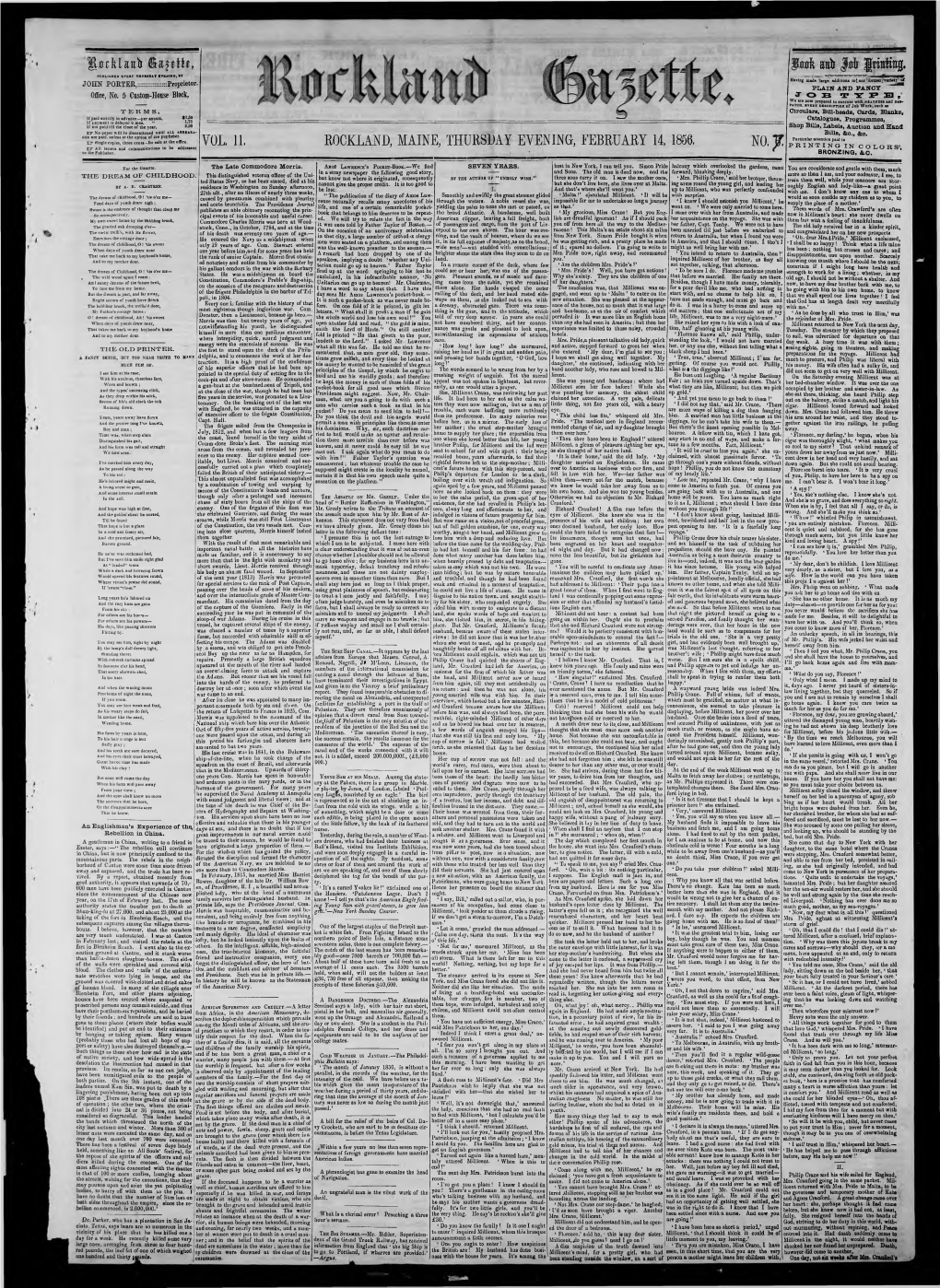 Rockland Gazette : February 14, 1856