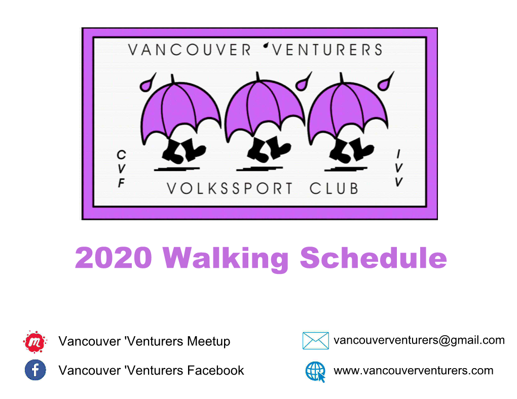 VVVC 2020 Walking Schedule