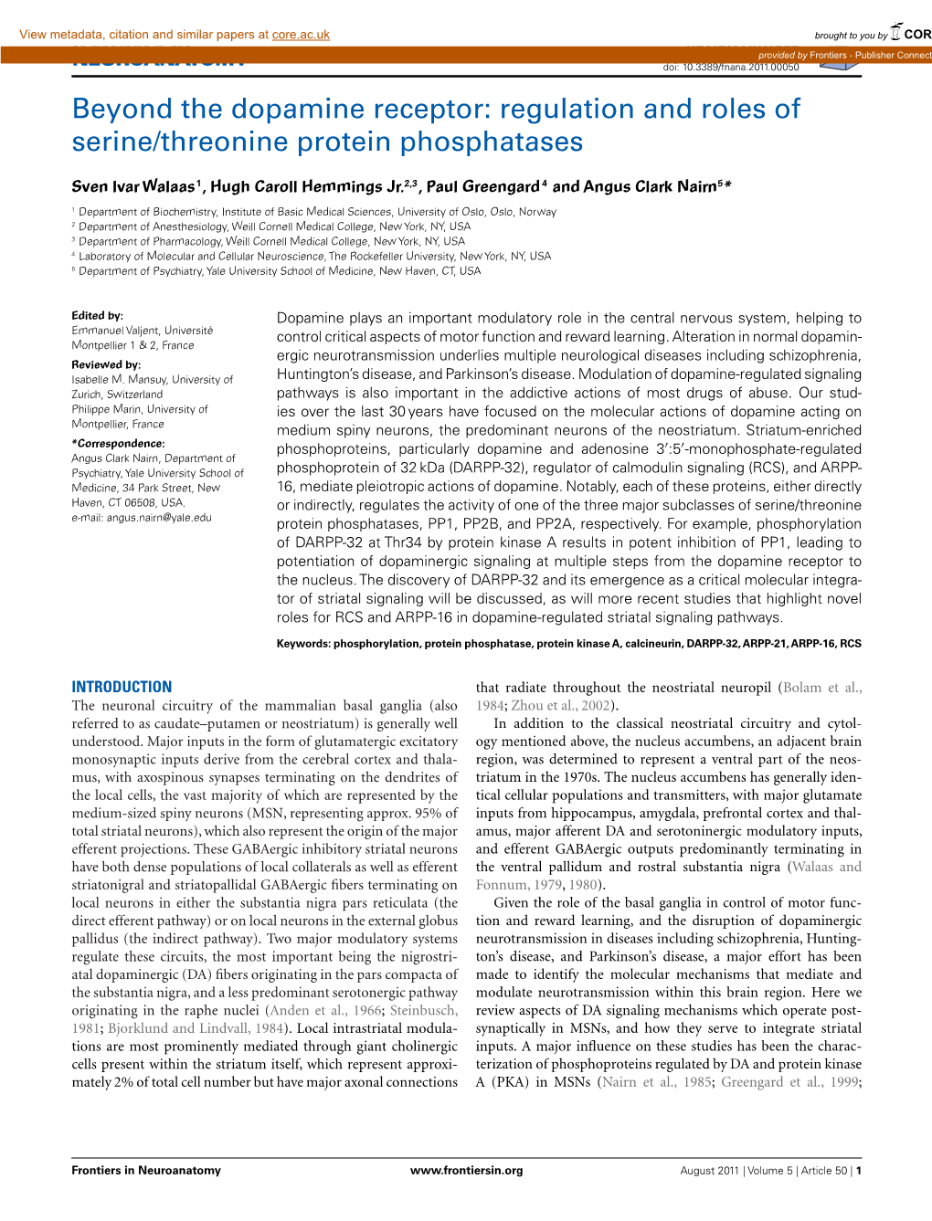 Regulation and Roles of Serine/Threonine Protein Phosphatases