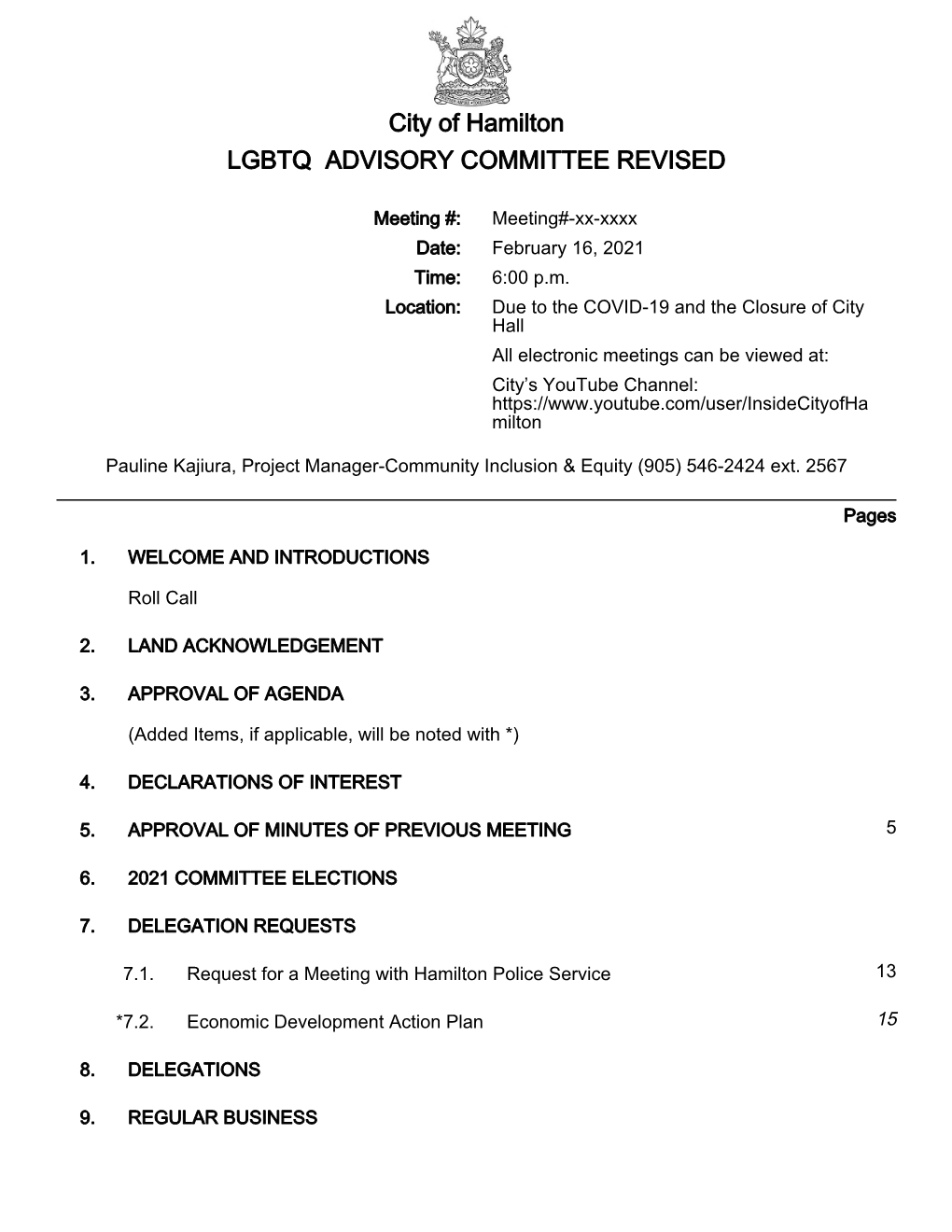 LGBTQ Advisory Committee Agenda Package