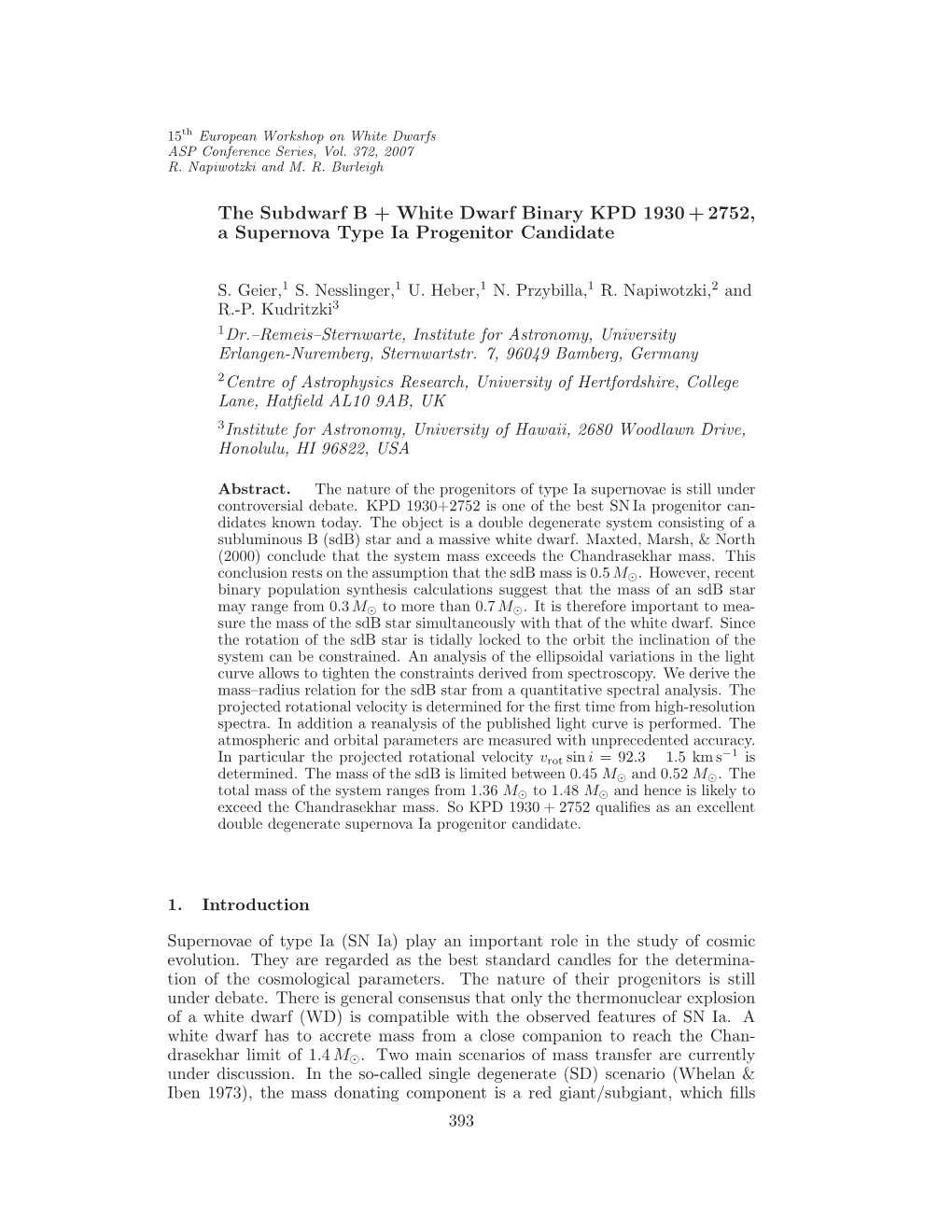 The Subdwarf B + White Dwarf Binary KPD 1930 + 2752, a Supernova Type Ia Progenitor Candidate