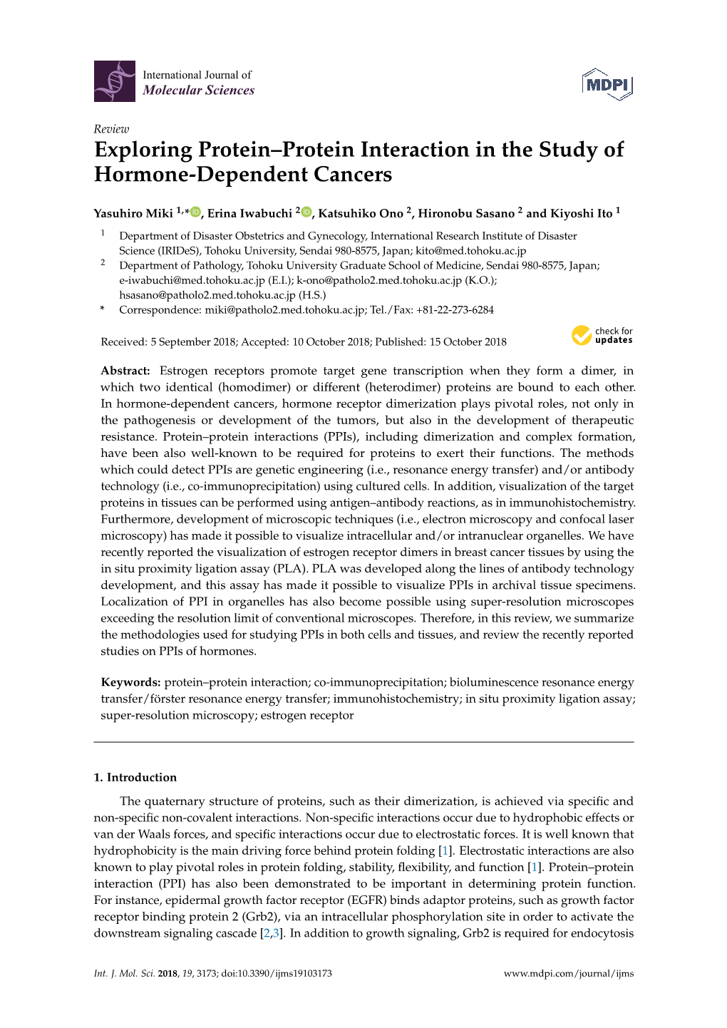 Exploring Protein–Protein Interaction in the Study of Hormone-Dependent Cancers