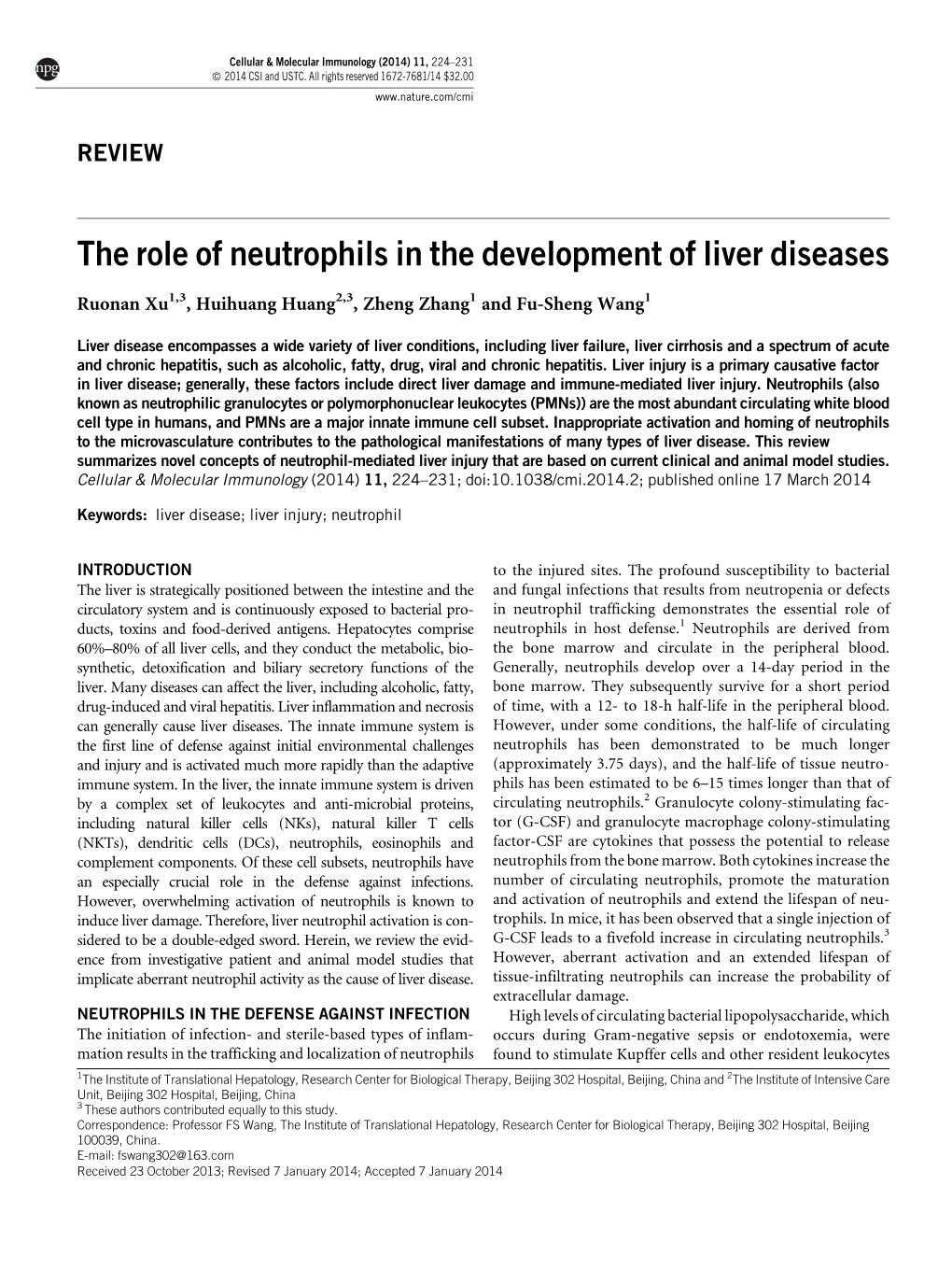 The Role of Neutrophils in the Development of Liver Diseases