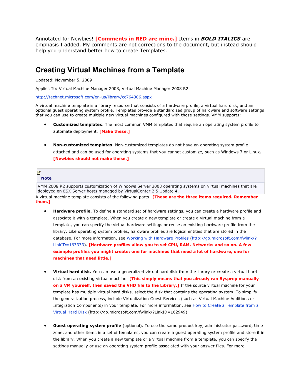 Creating Virtual Machines from a Template