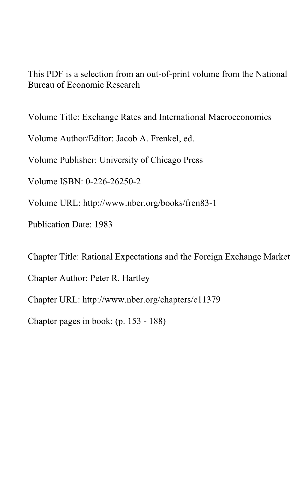 Rational Expectations and the Foreign Exchange Market