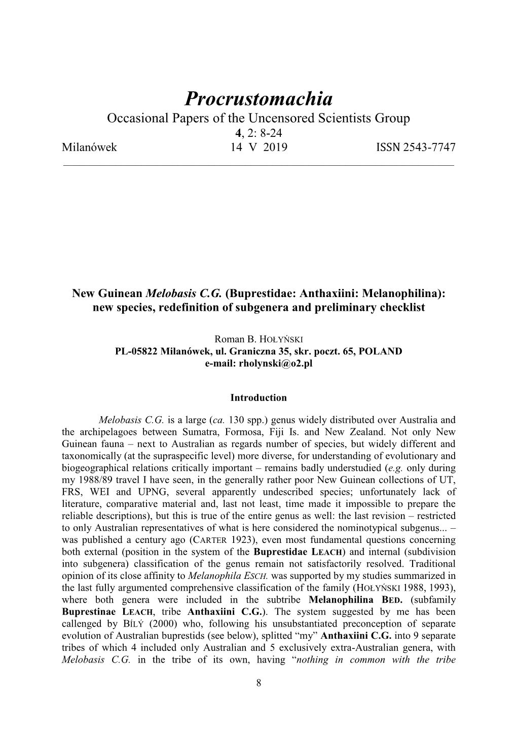 New Guinean Melobasis CG (Buprestidae: Anthaxiini