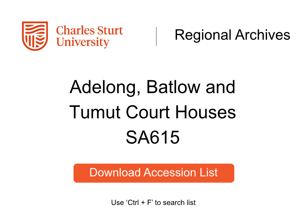 Adelong, Batlow and Tumut Court Houses SA615