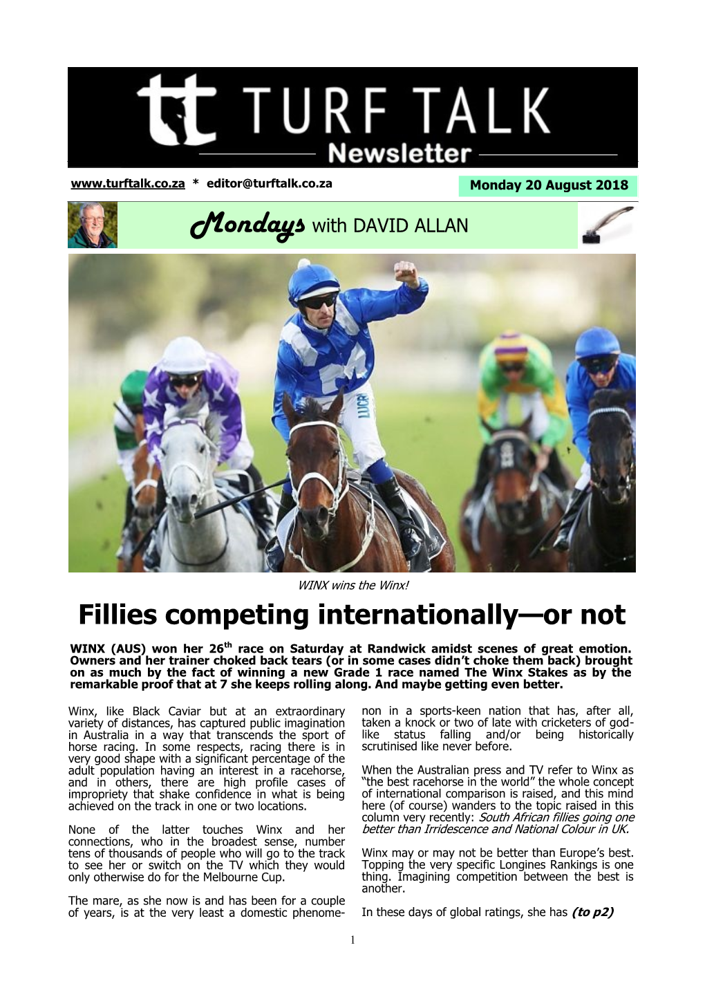 Fillies Competing Internationally—Or Not