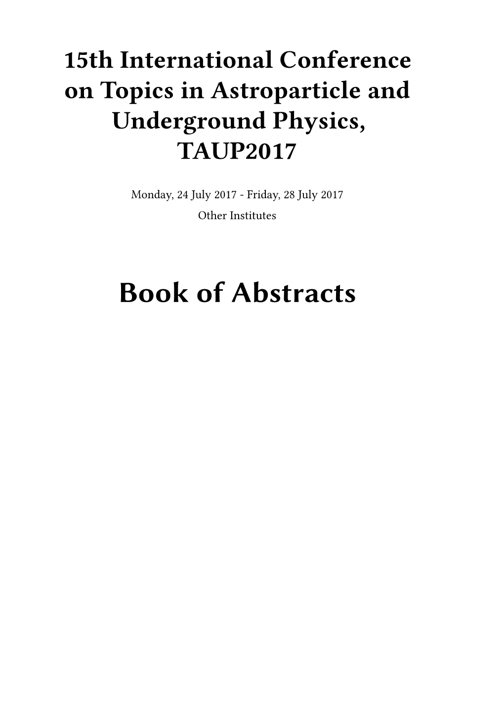 Book of Abstracts Ii Contents