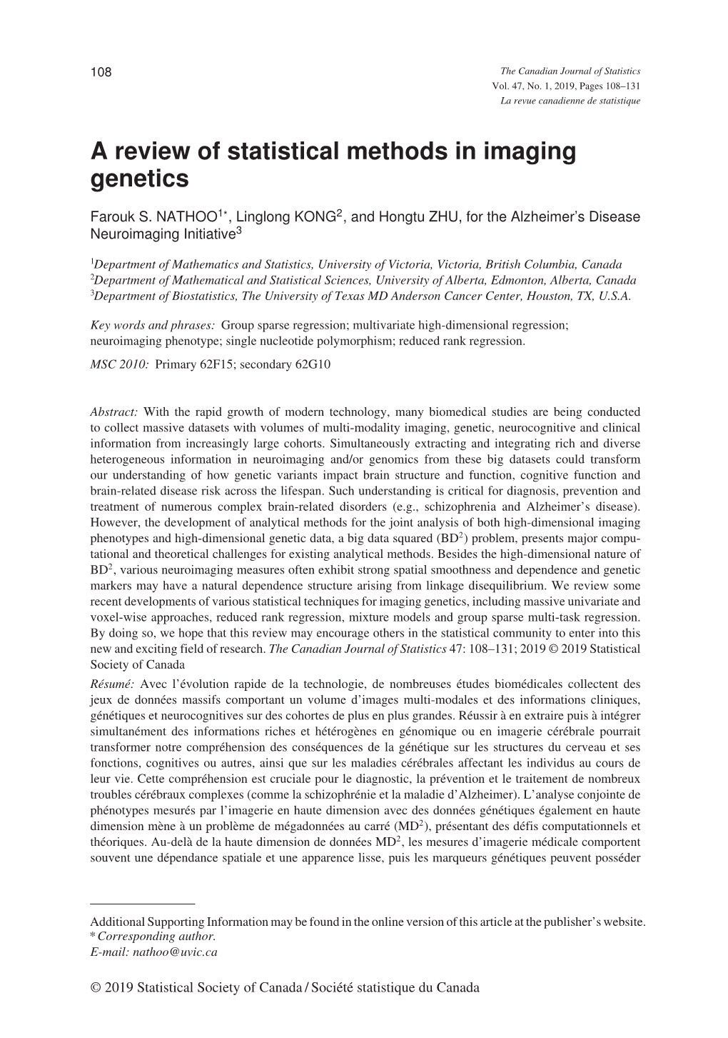 A Review of Statistical Methods in Imaging Genetics