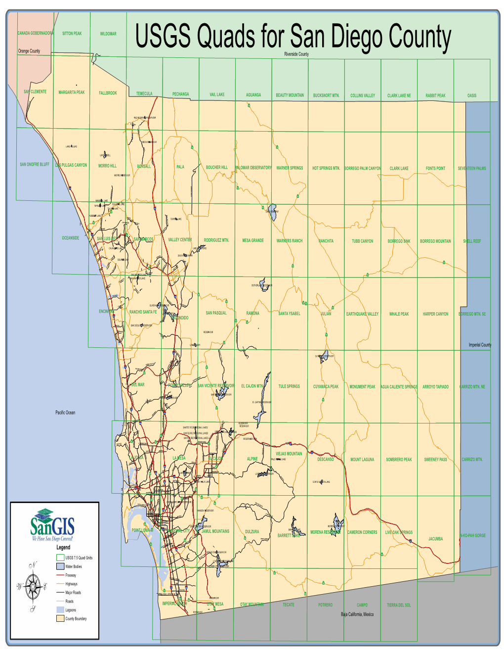 USGS Quads for San Diego County Riverside County