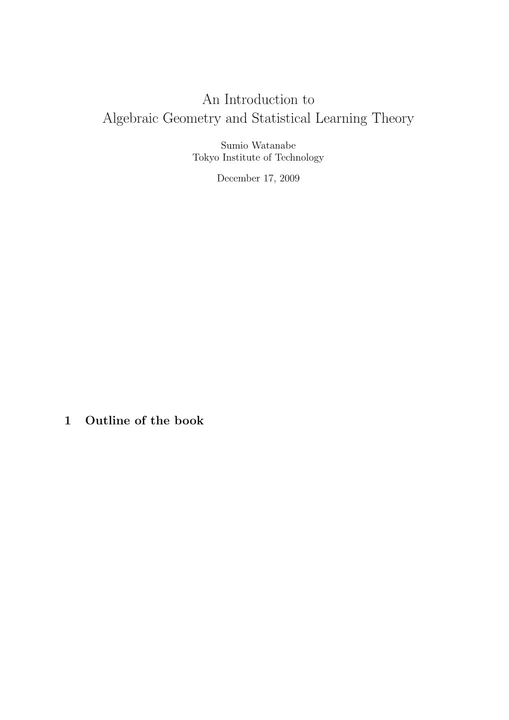 An Introduction to Algebraic Geometry and Statistical Learning Theory