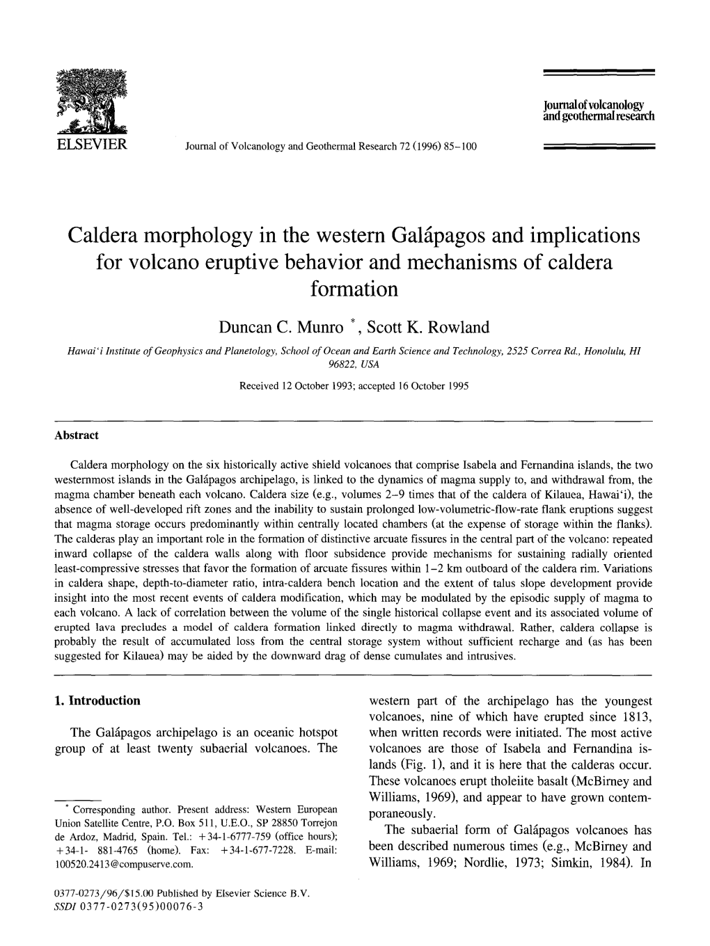 Caldera Morphology in the Western Galapagos and Implications for Volcano Eruptive Behavior and Mechanisms of Caldera Formation