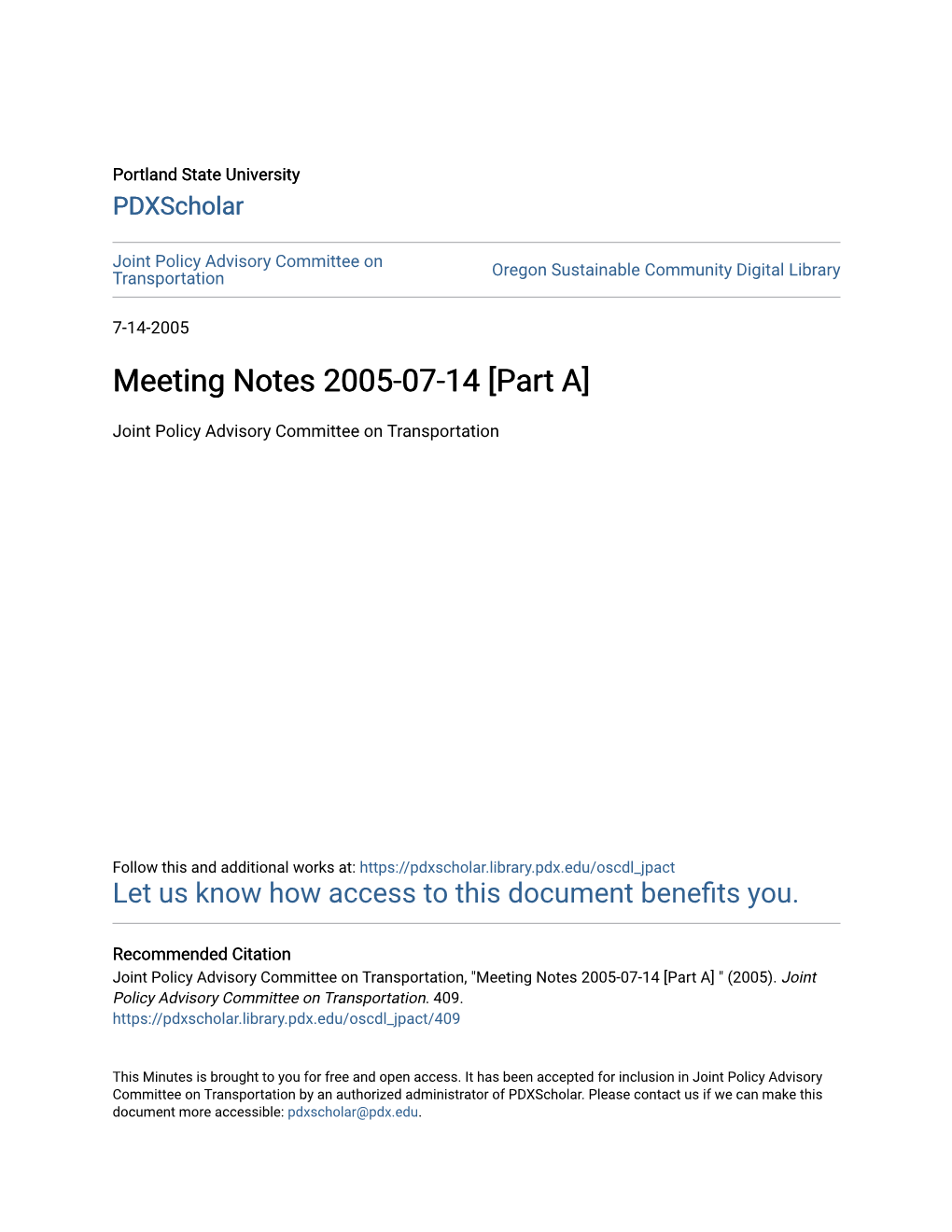 Meeting Notes 2005-07-14 [Part A]