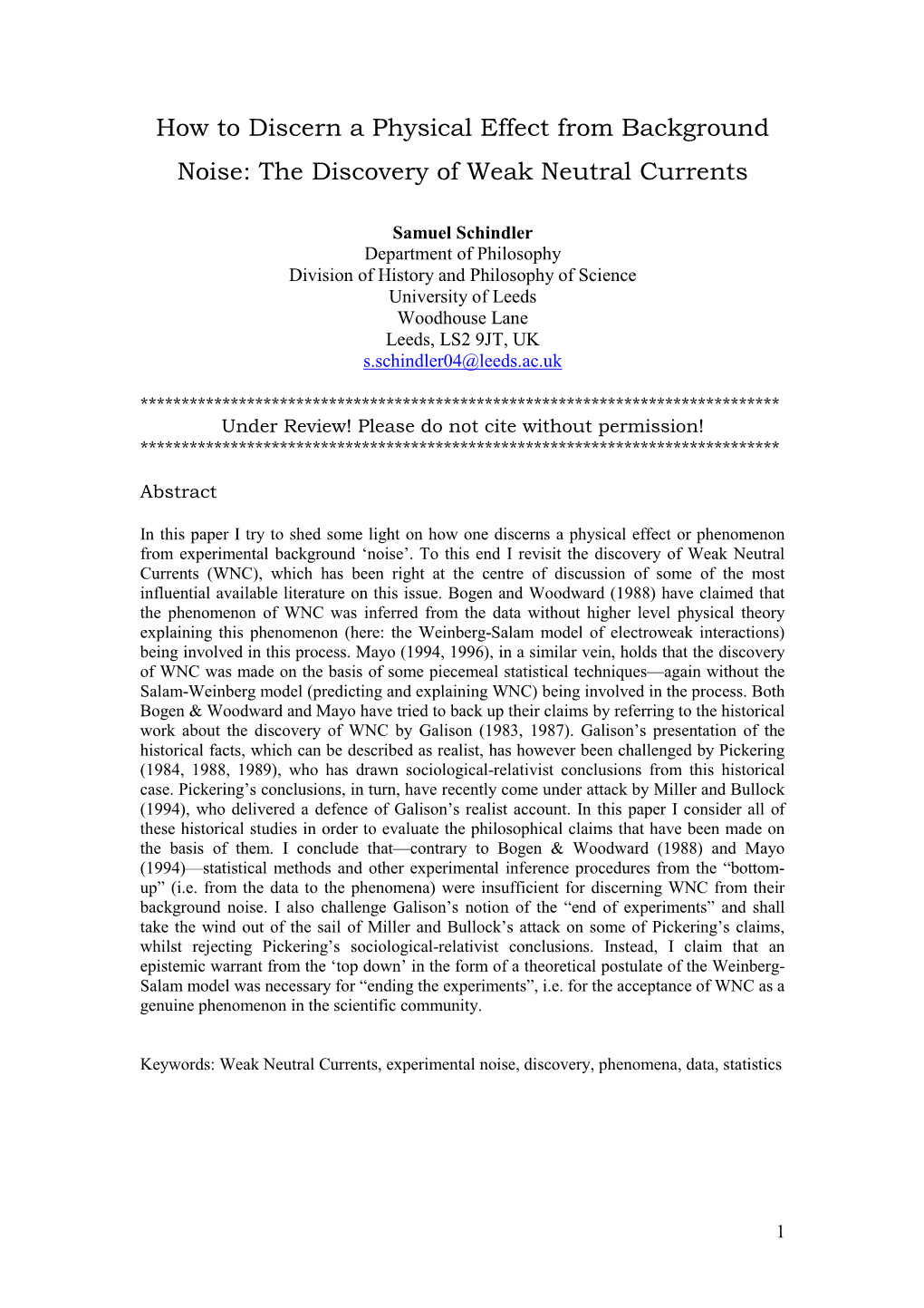 How to Discern a Physical Effect from Background Noise: the Discovery of Weak Neutral Currents