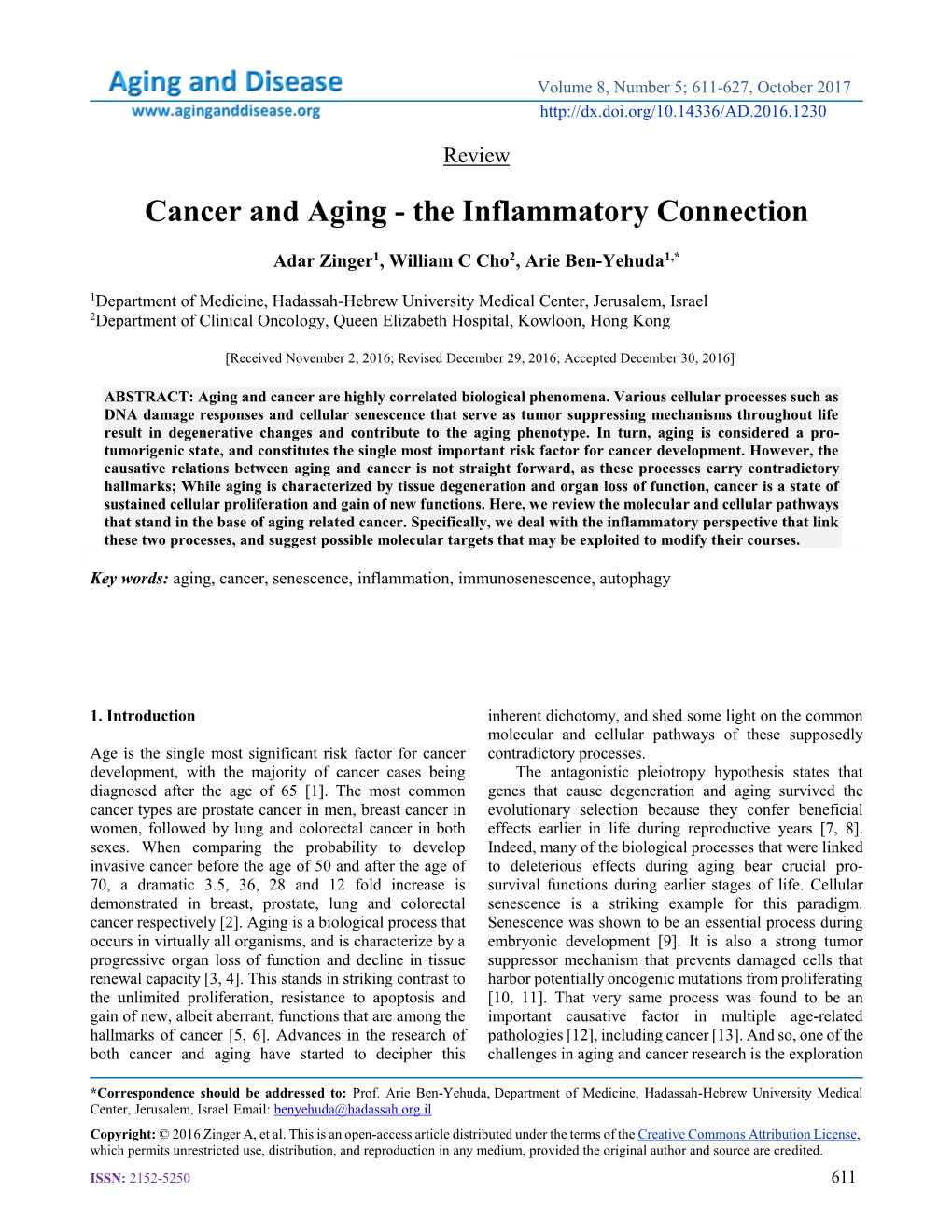 Cancer and Aging-The Inflammatory Connection