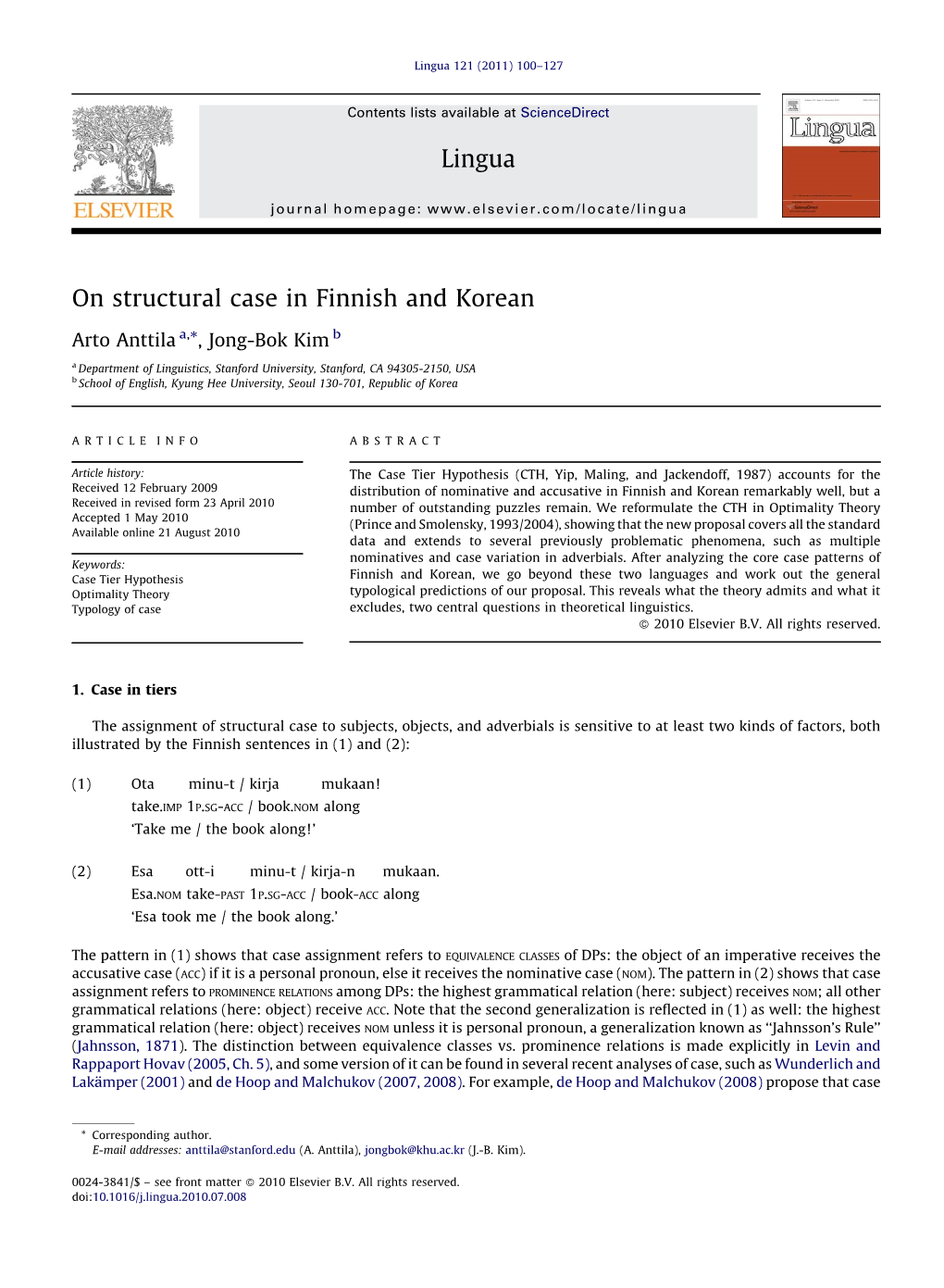 On Structural Case in Finnish and Korean