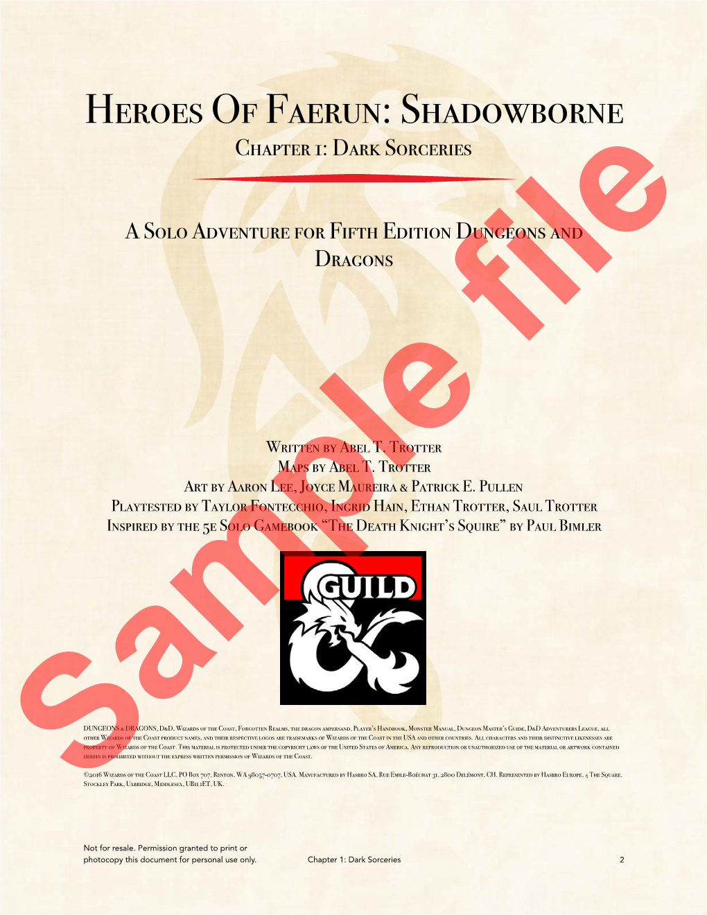 Heroes of Faerun: Shadowborne Chapter 1: Dark Sorceries