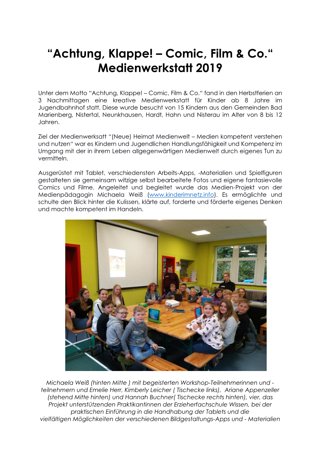 Projekt Medienwerkstatt 2019