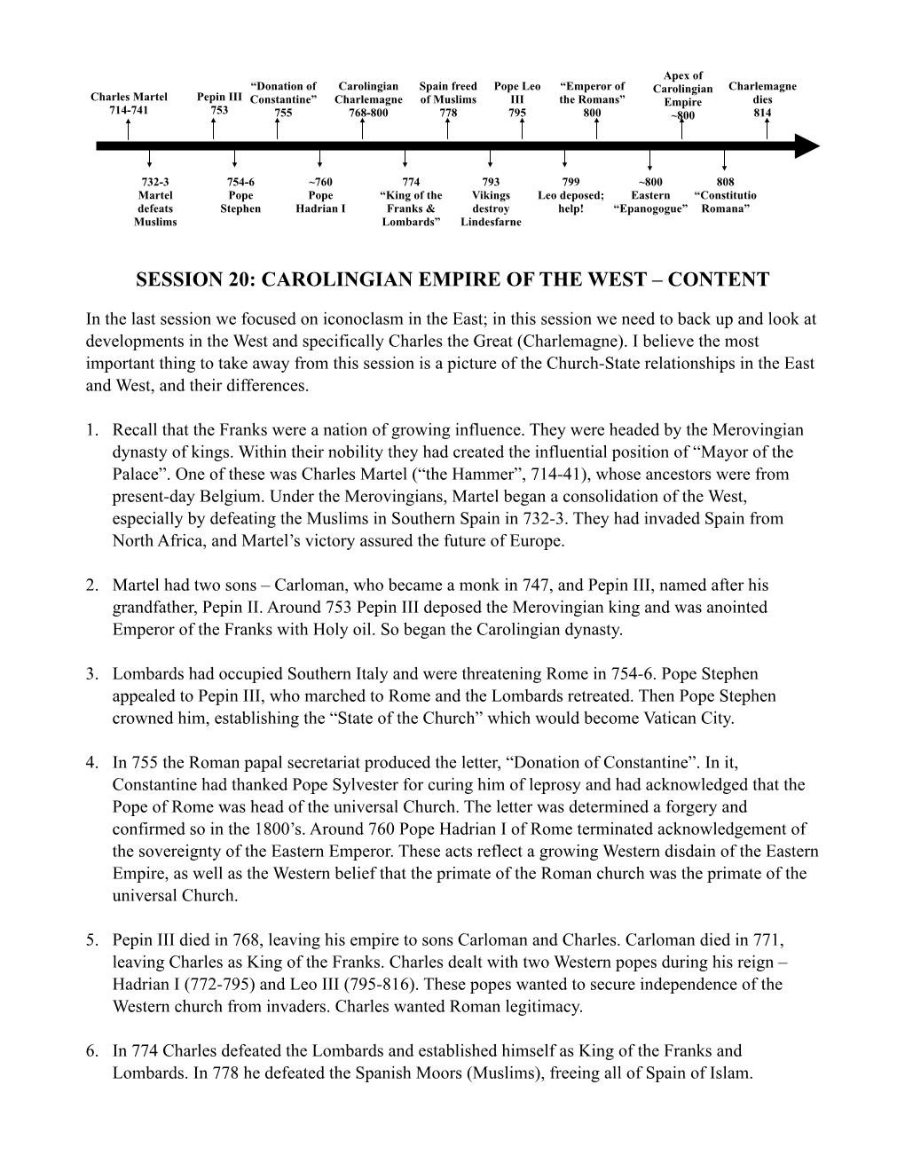 Session 20: Carolingian Empire of the West – Content