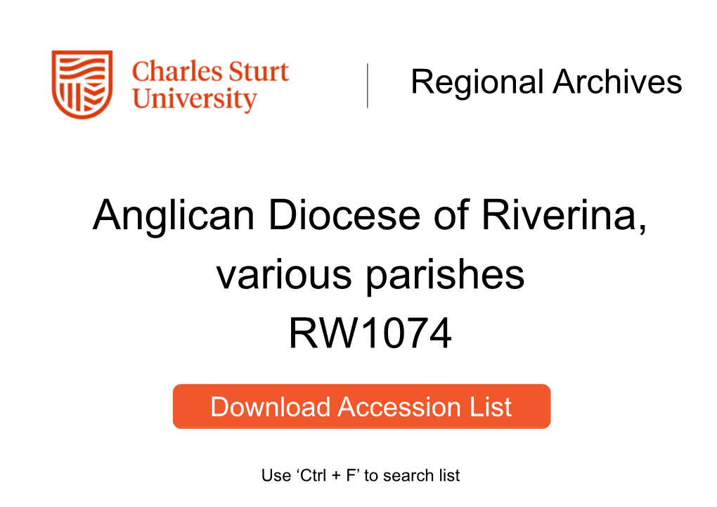 Anglican Diocese of Riverina, Various Parishes RW1074