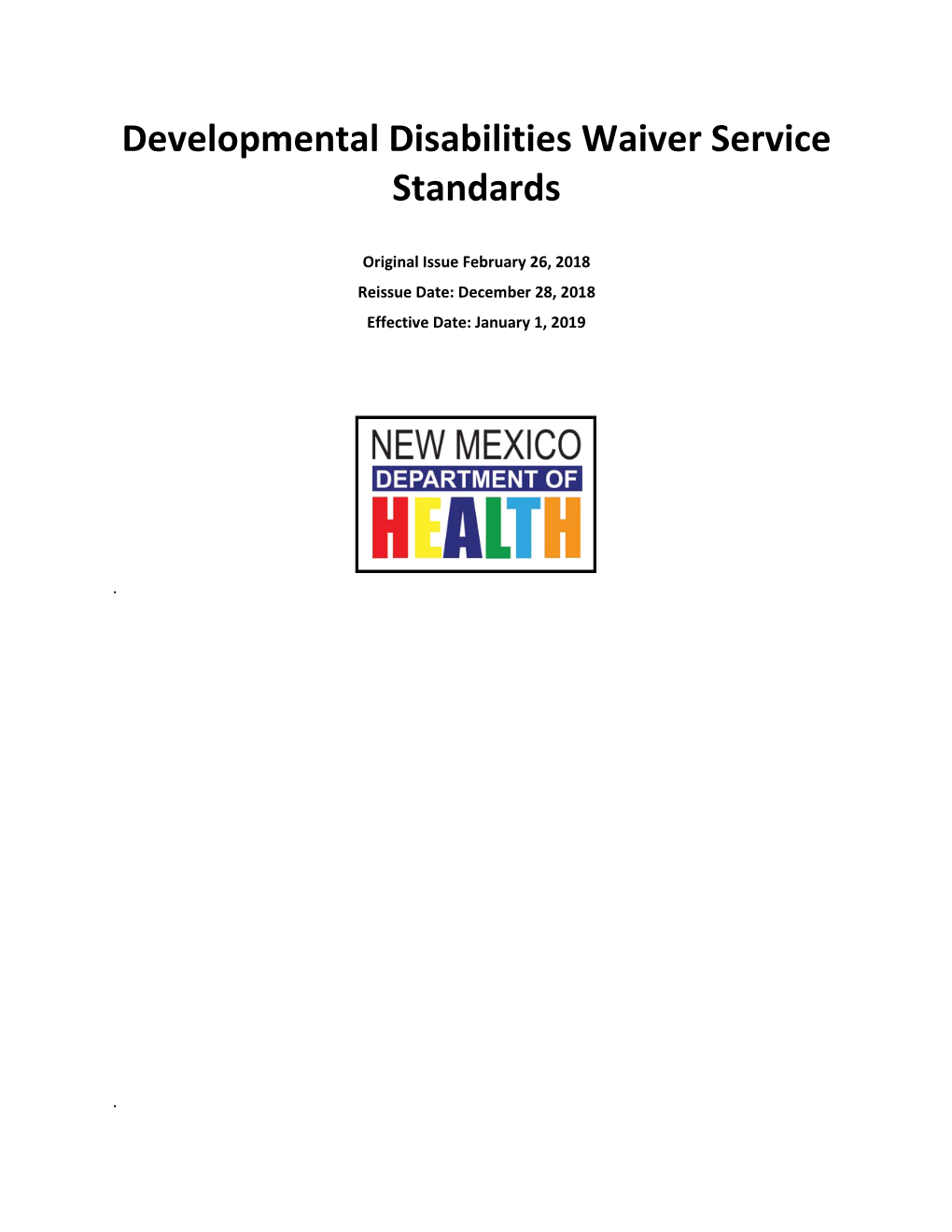 Developmental Disabilities Waiver Service Standards