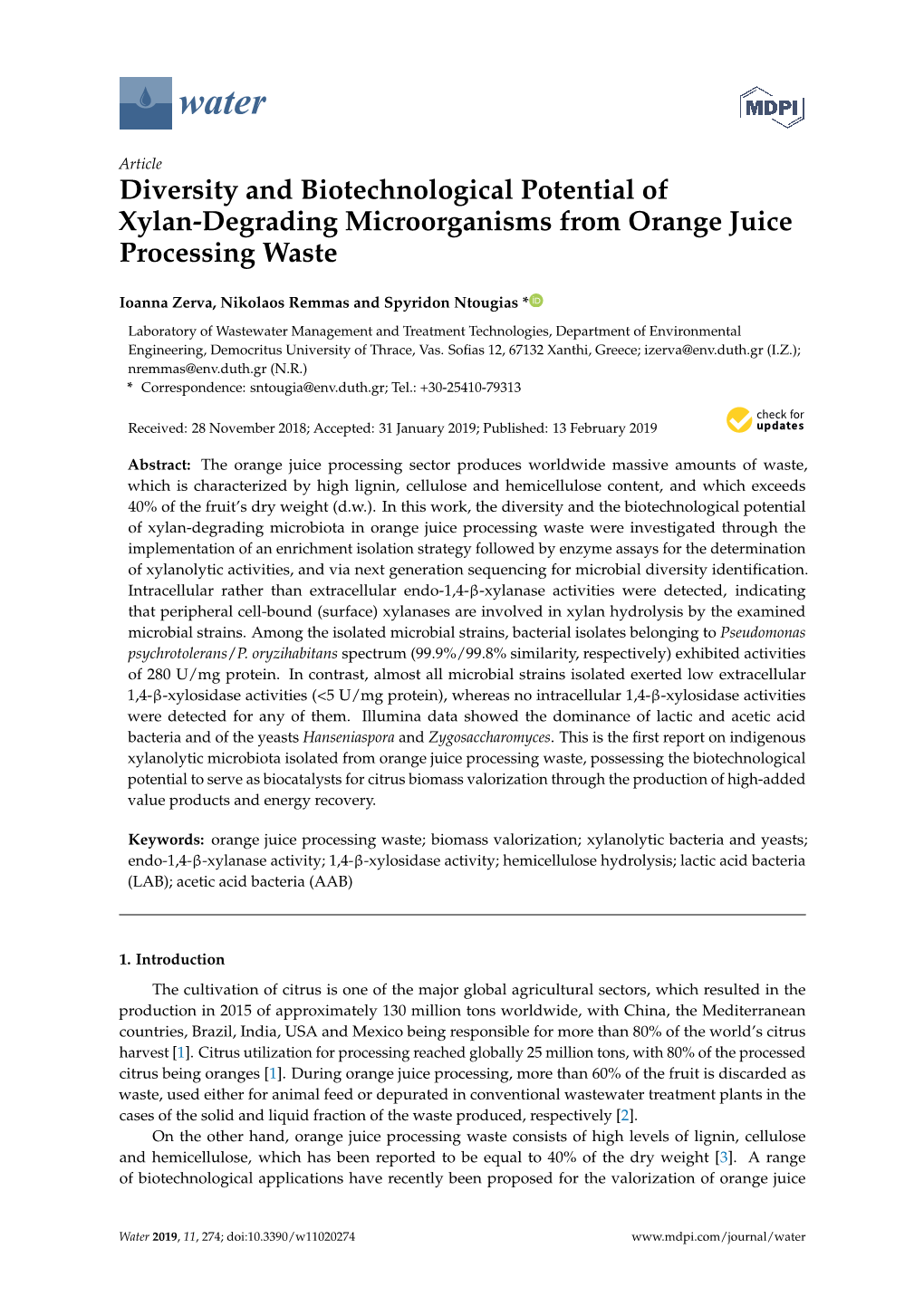 Diversity and Biotechnological Potential of Xylan-Degrading Microorganisms from Orange Juice Processing Waste