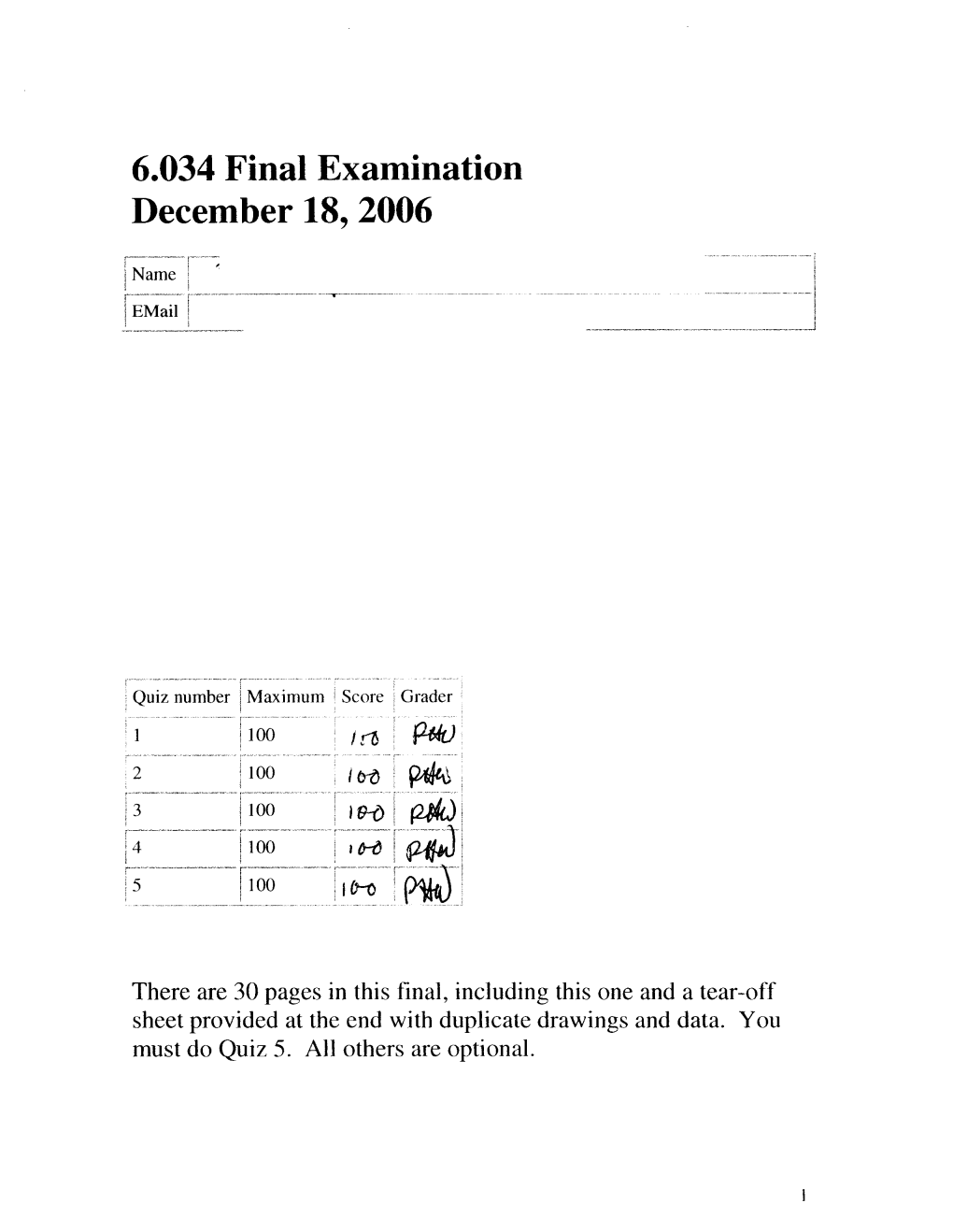 6.034 Final Examination December 18,2006 ----- \ Name