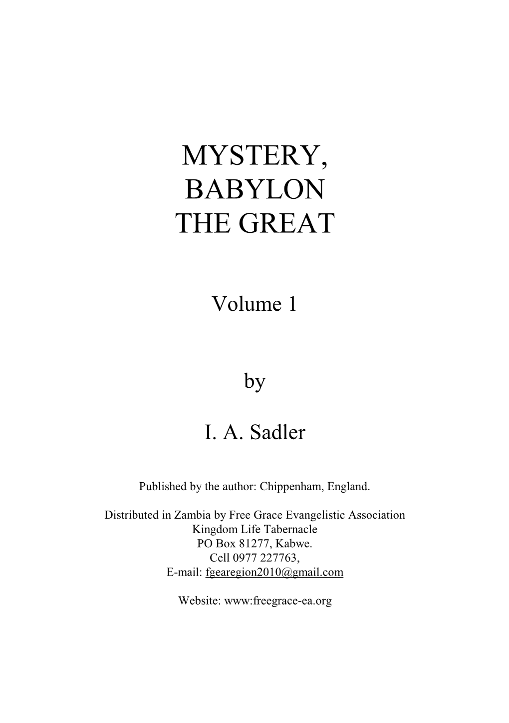 Mystery, Babylon the Great